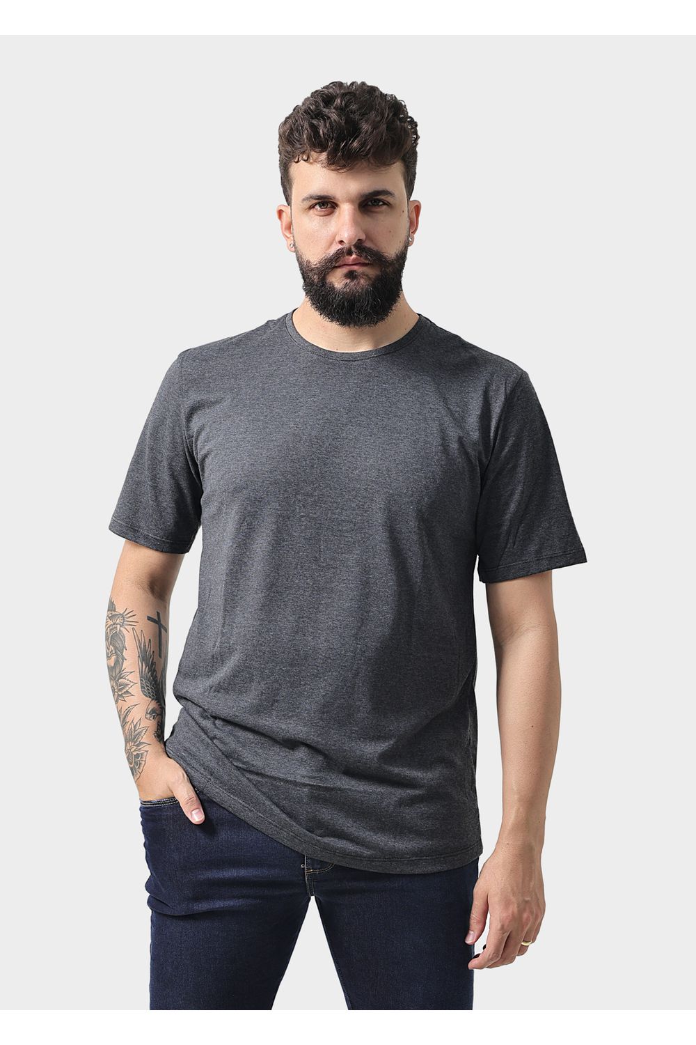 Camiseta Masculina Básica Lisa Chumbo