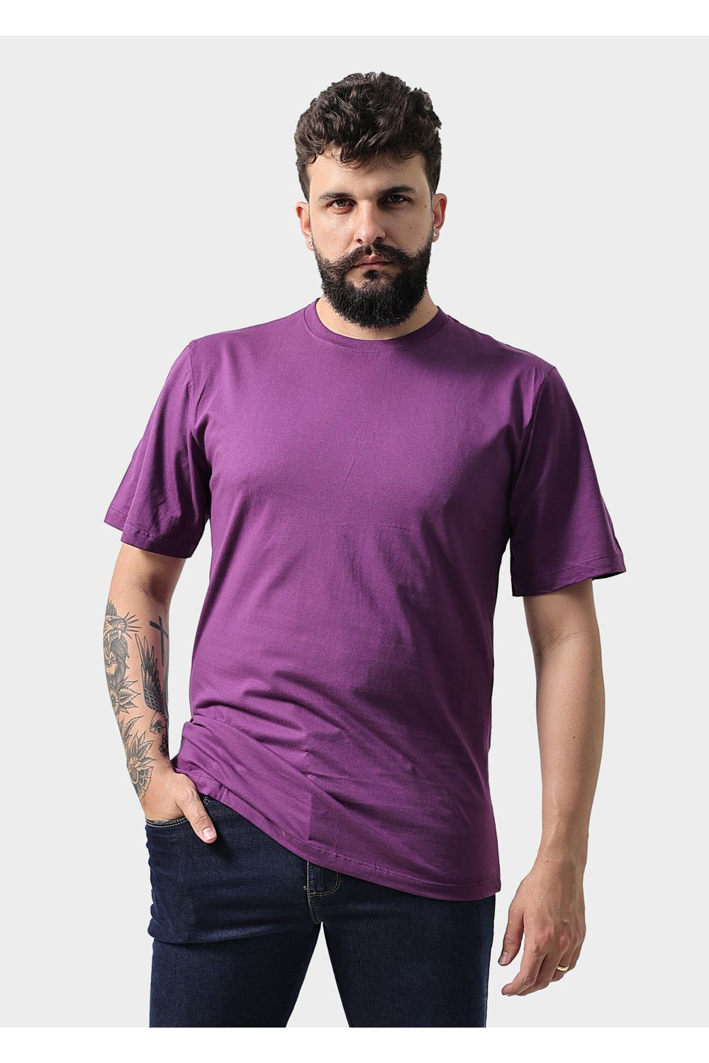 Camiseta Masculina Básica Lisa Roxa