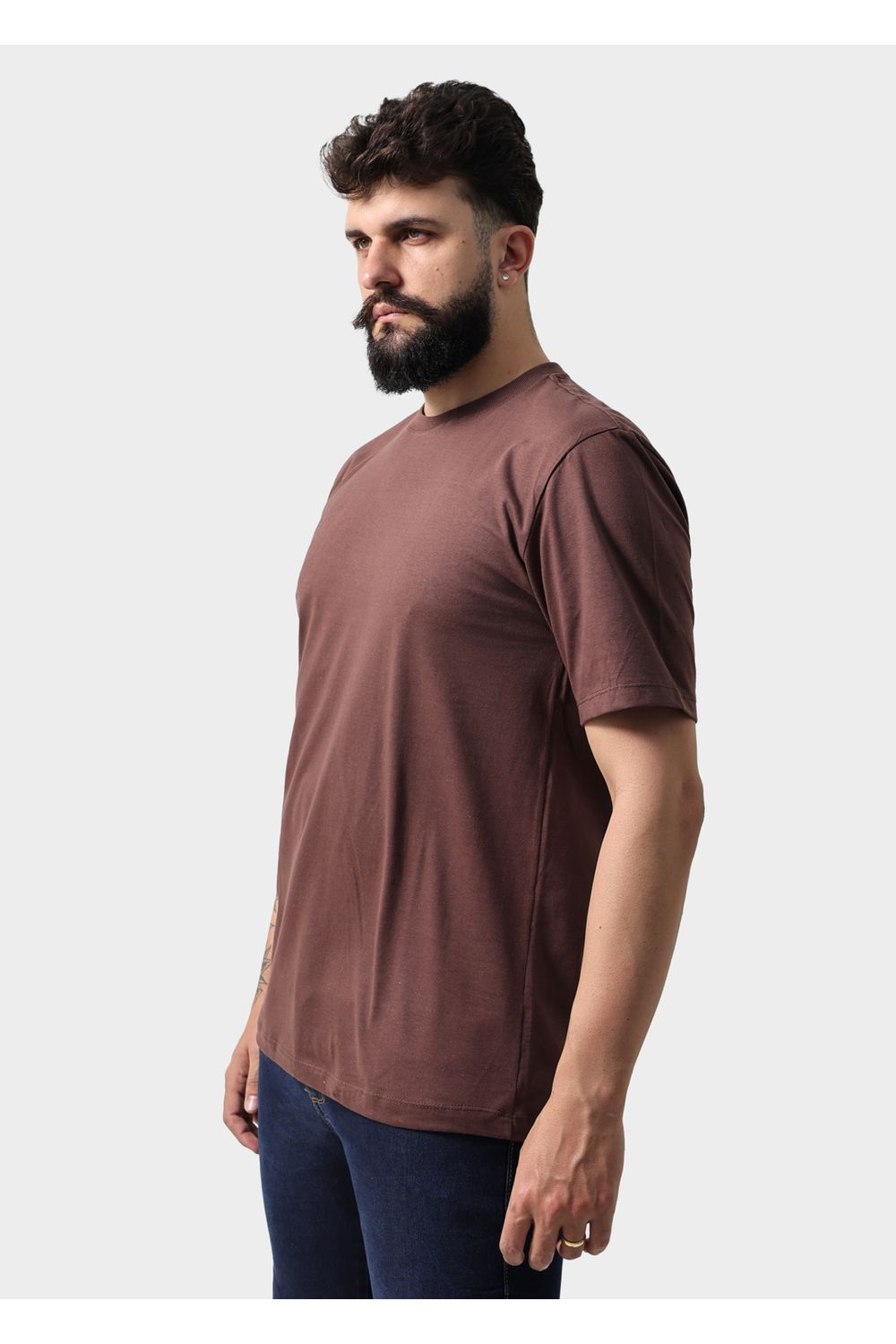 Camiseta Masculina Básica Lisa Marrom