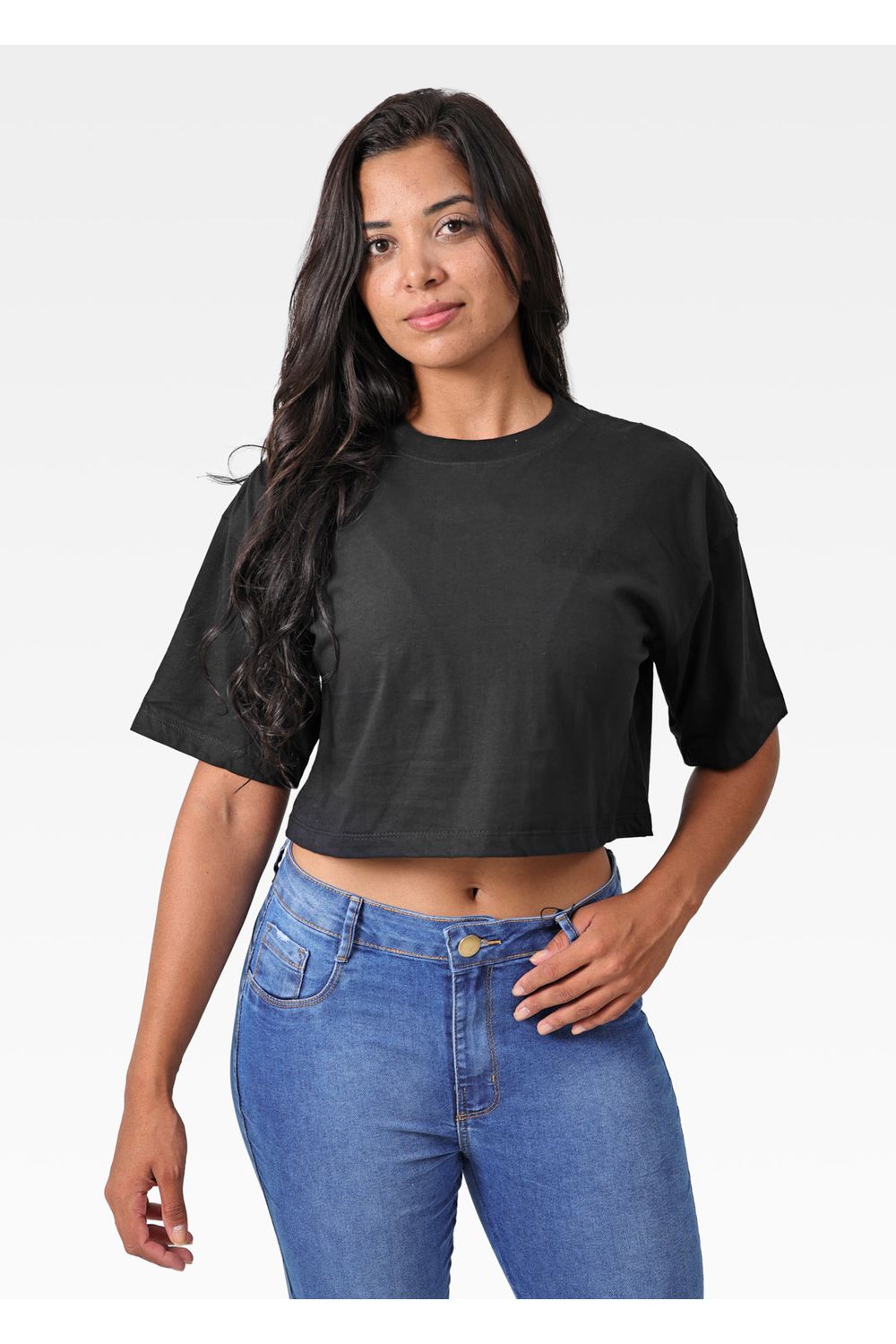 Cropped Feminino Oversized Preto