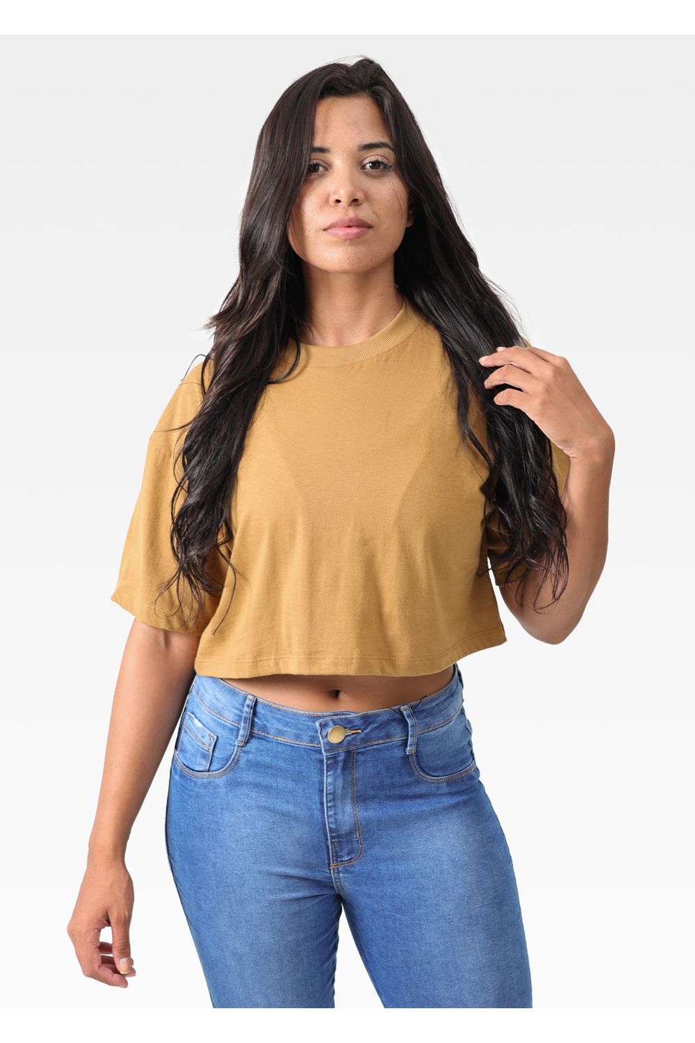 Cropped Feminino Oversized Caramelo