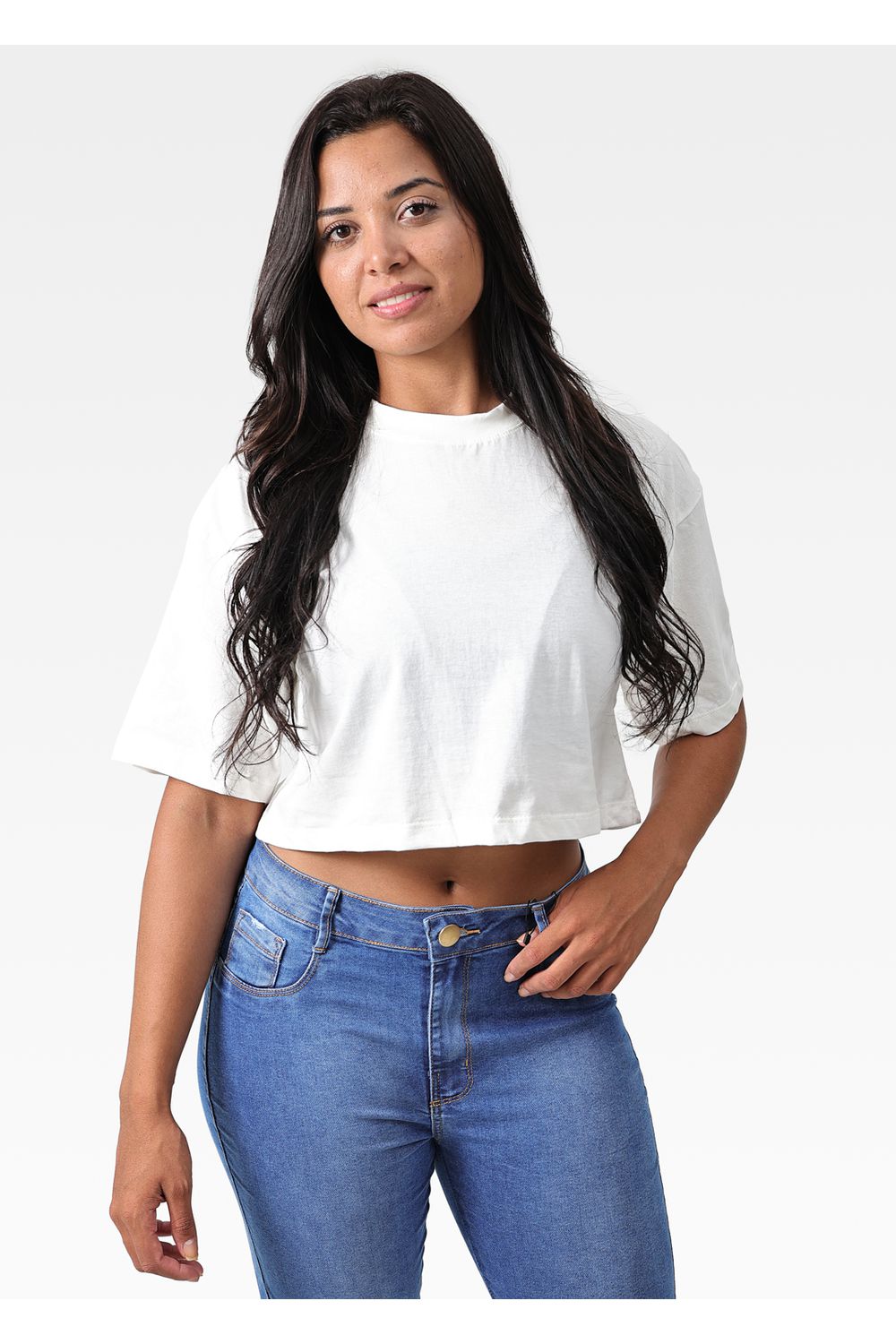 Cropped Feminino Oversized Off White