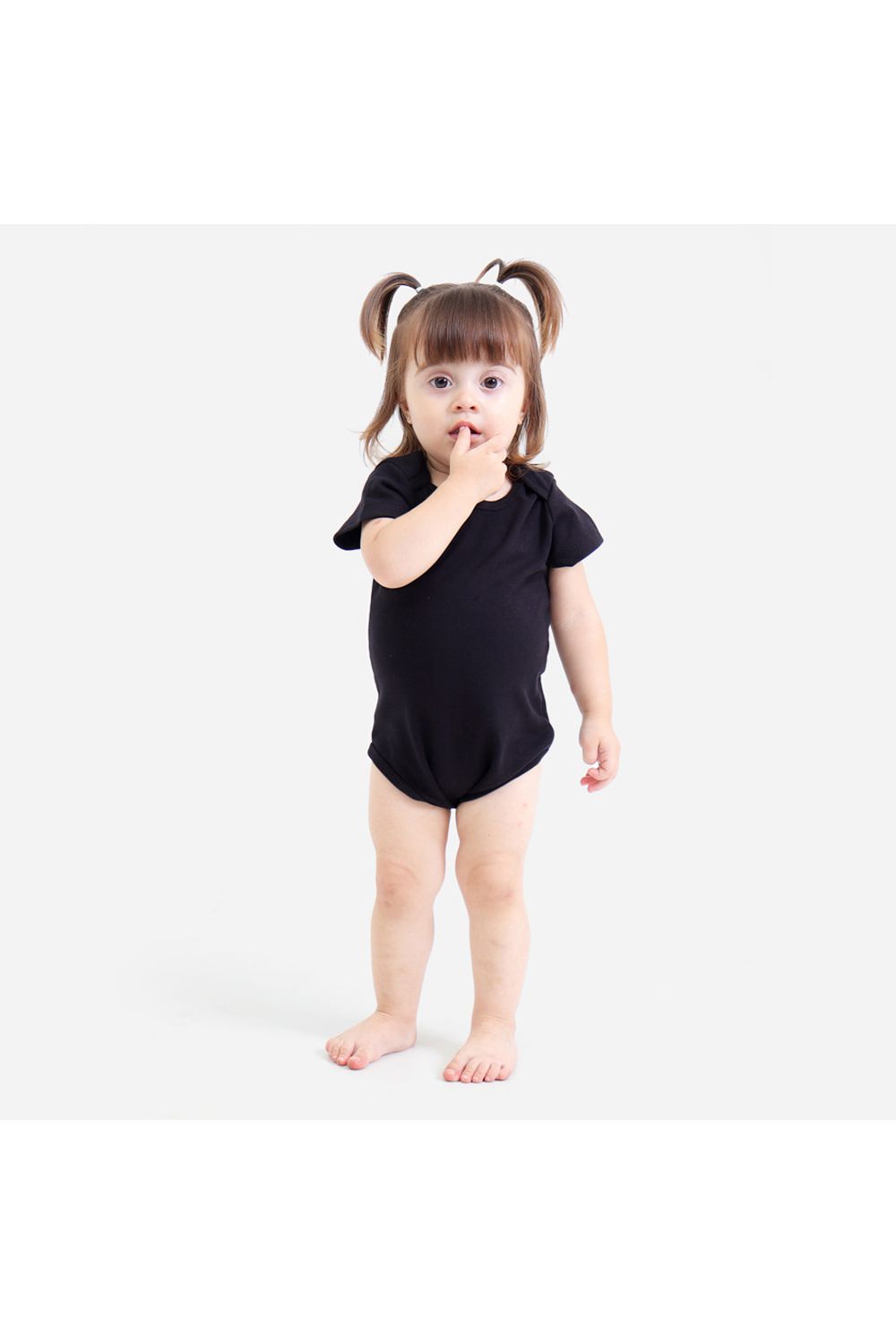 Body Bebê Manga Curta Preto