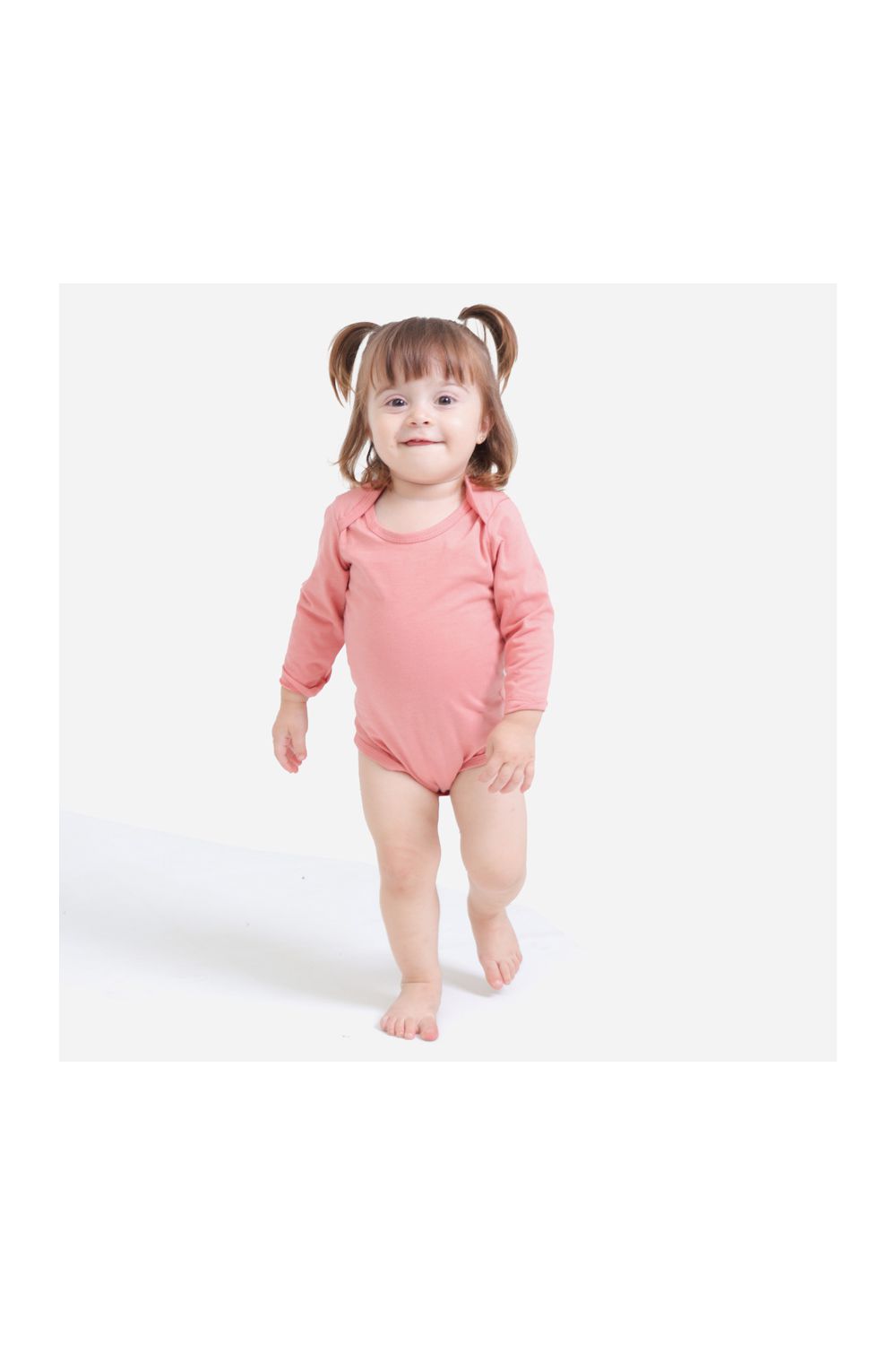 Body Bebê Manga Longa Rosa