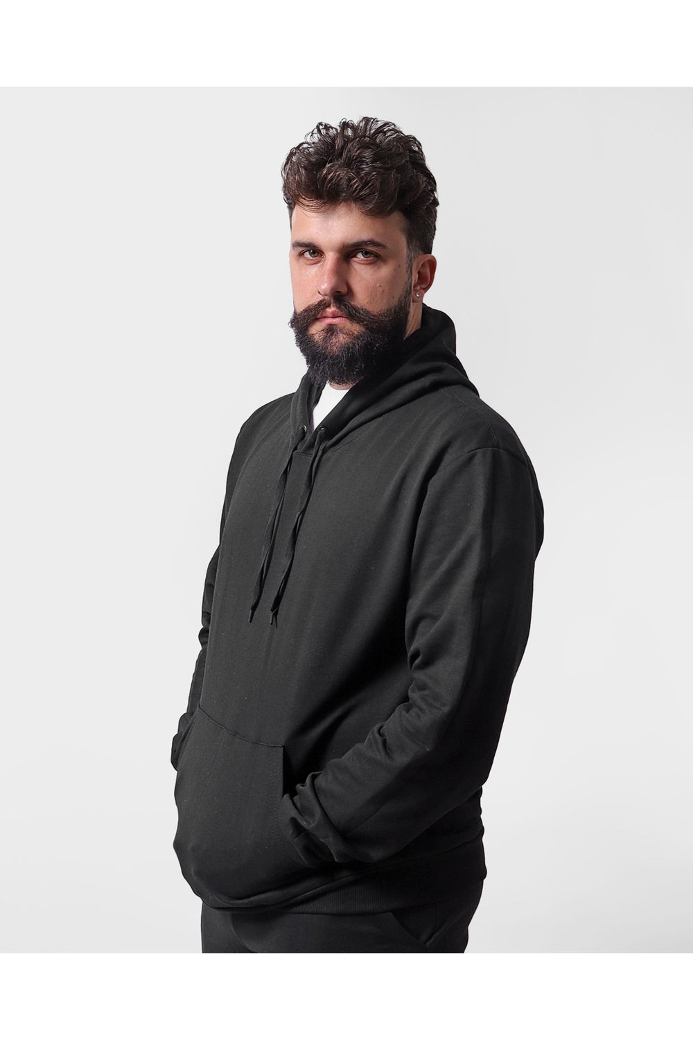 Blusa De Moletom Masculino Canguru Preto