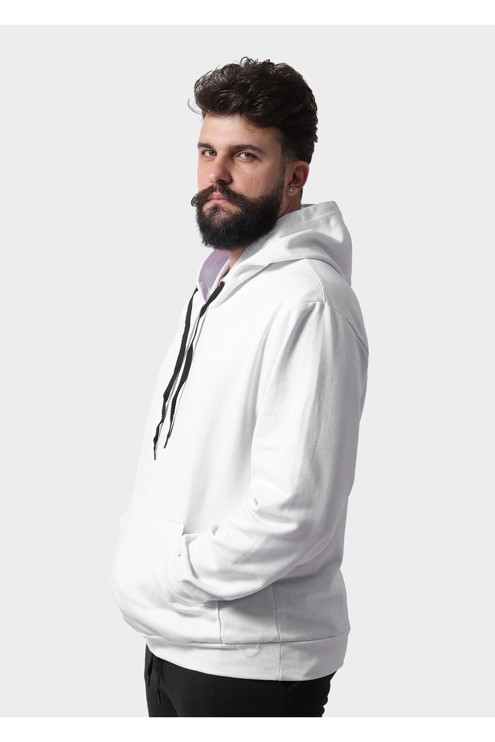 Blusa De Moletom Masculino Canguru Branco