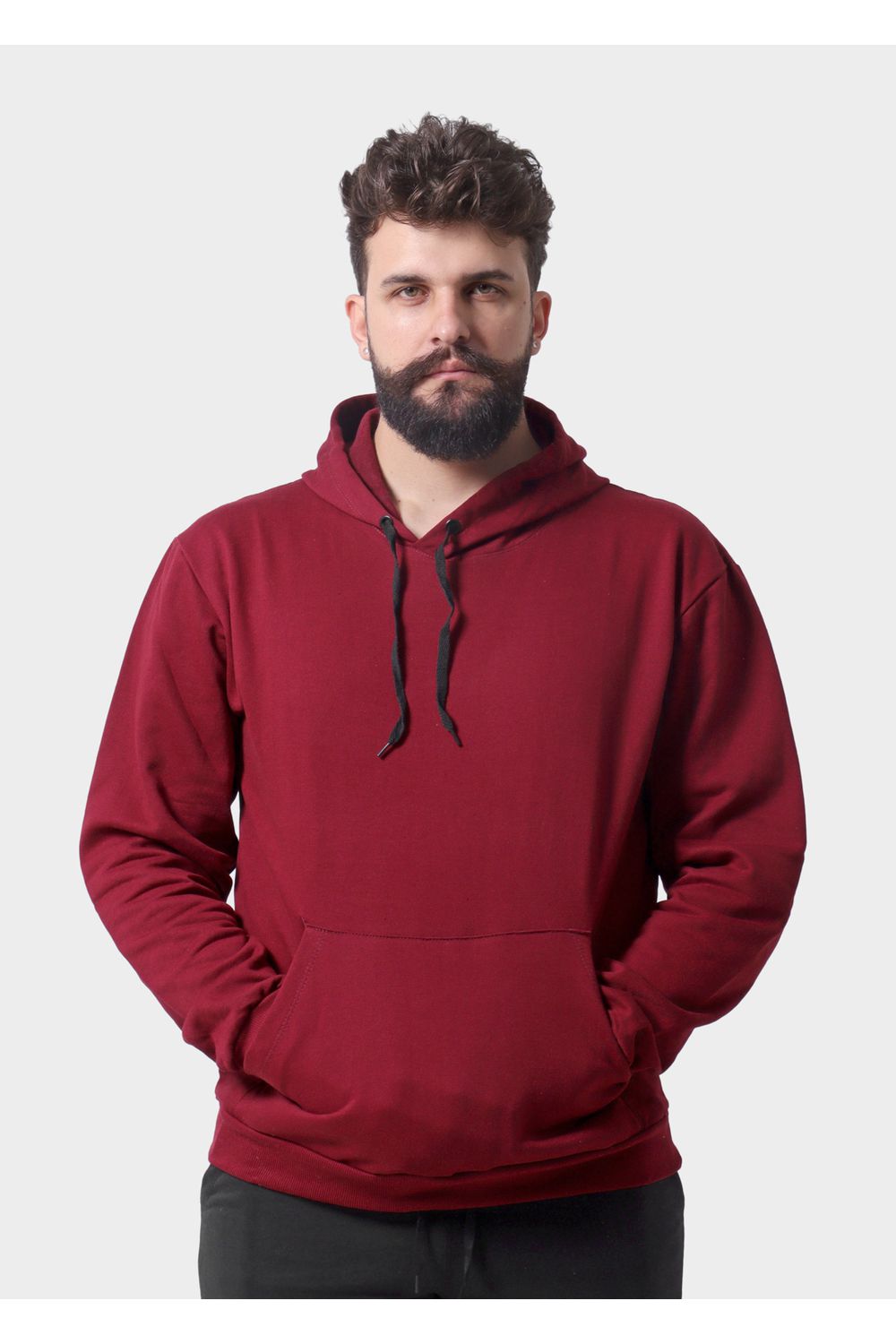 Blusa De Moletom Masculino Canguru Bordo