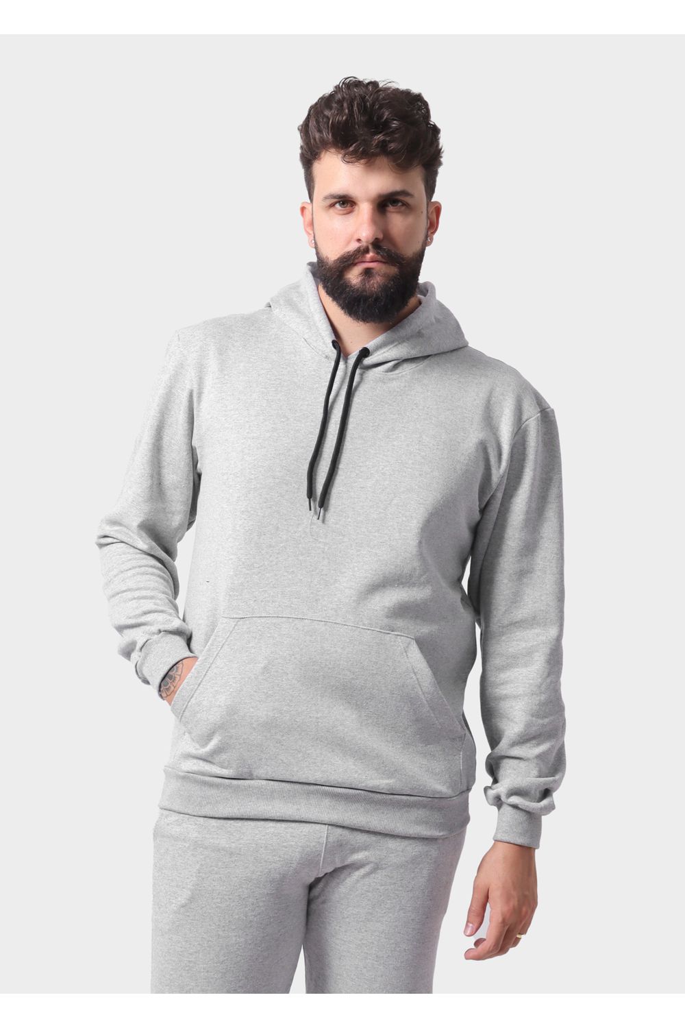 Blusa De Moletom Masculino Canguru Cinza Mescla