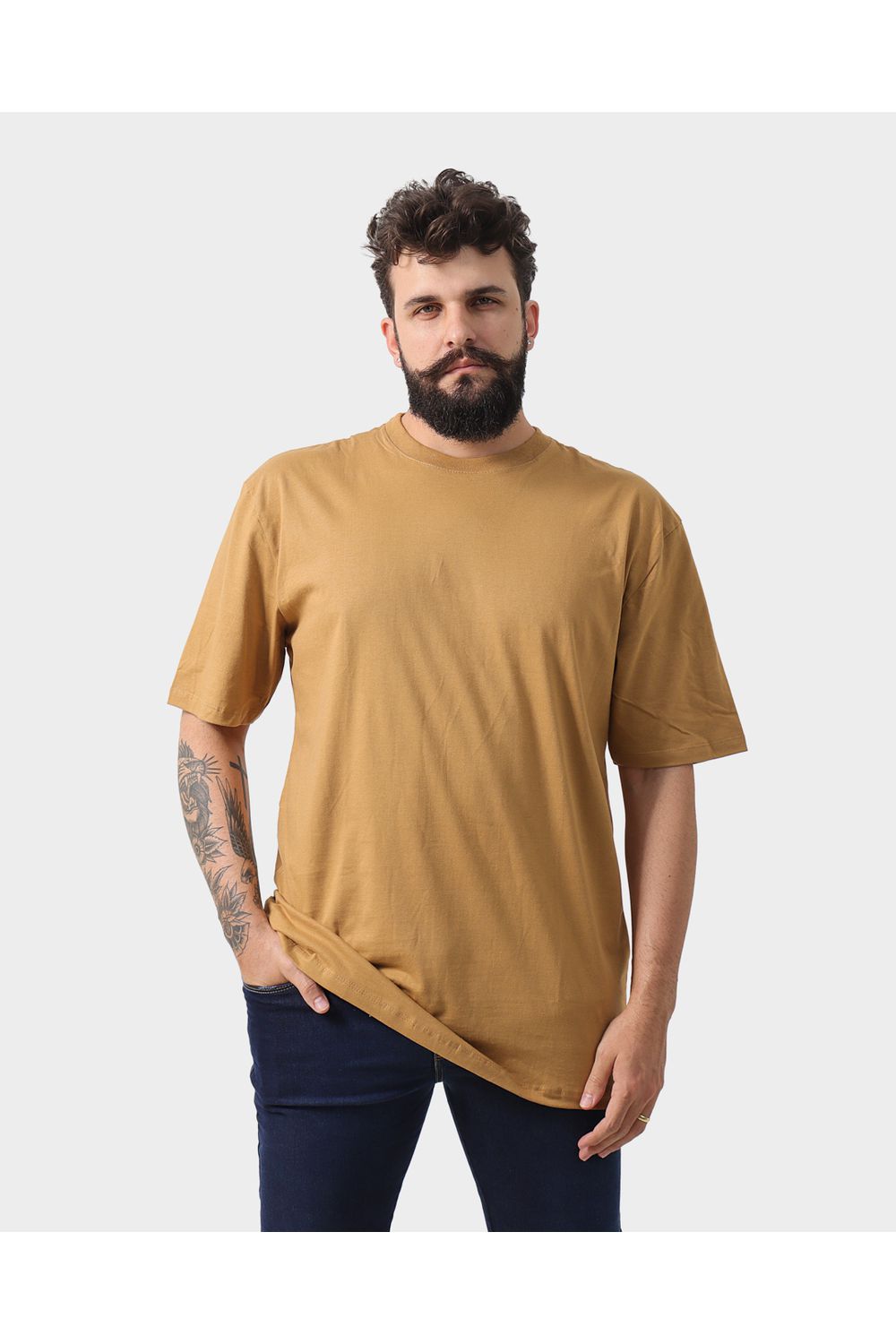 Camiseta Masculina Oversized Mostarda