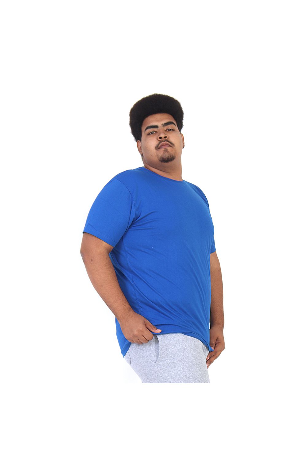 Camiseta Masculina Básica Plus Size Azul