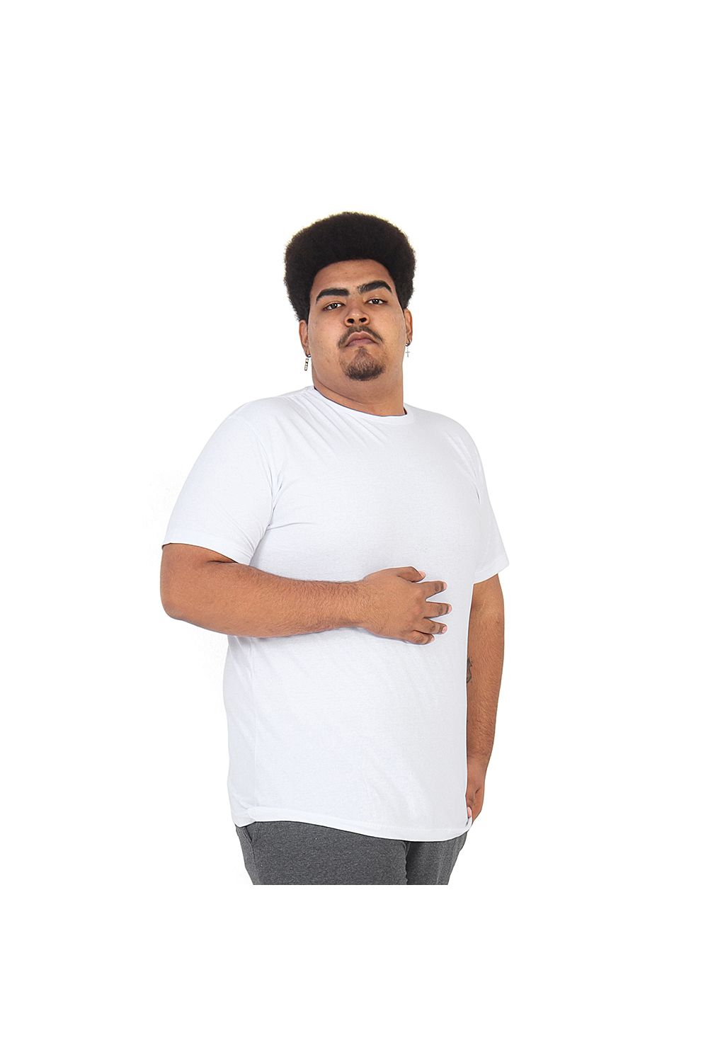Camiseta Masculina Básica Plus Size Branca