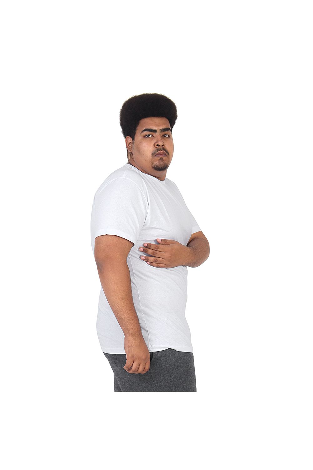 Camiseta Masculina Básica Plus Size Branca