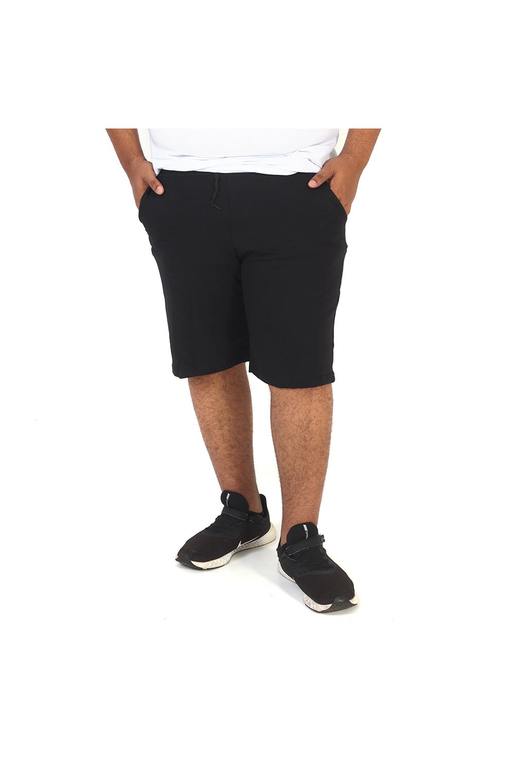 Bermuda Moletom Masculina Básica Plus Size Preta
