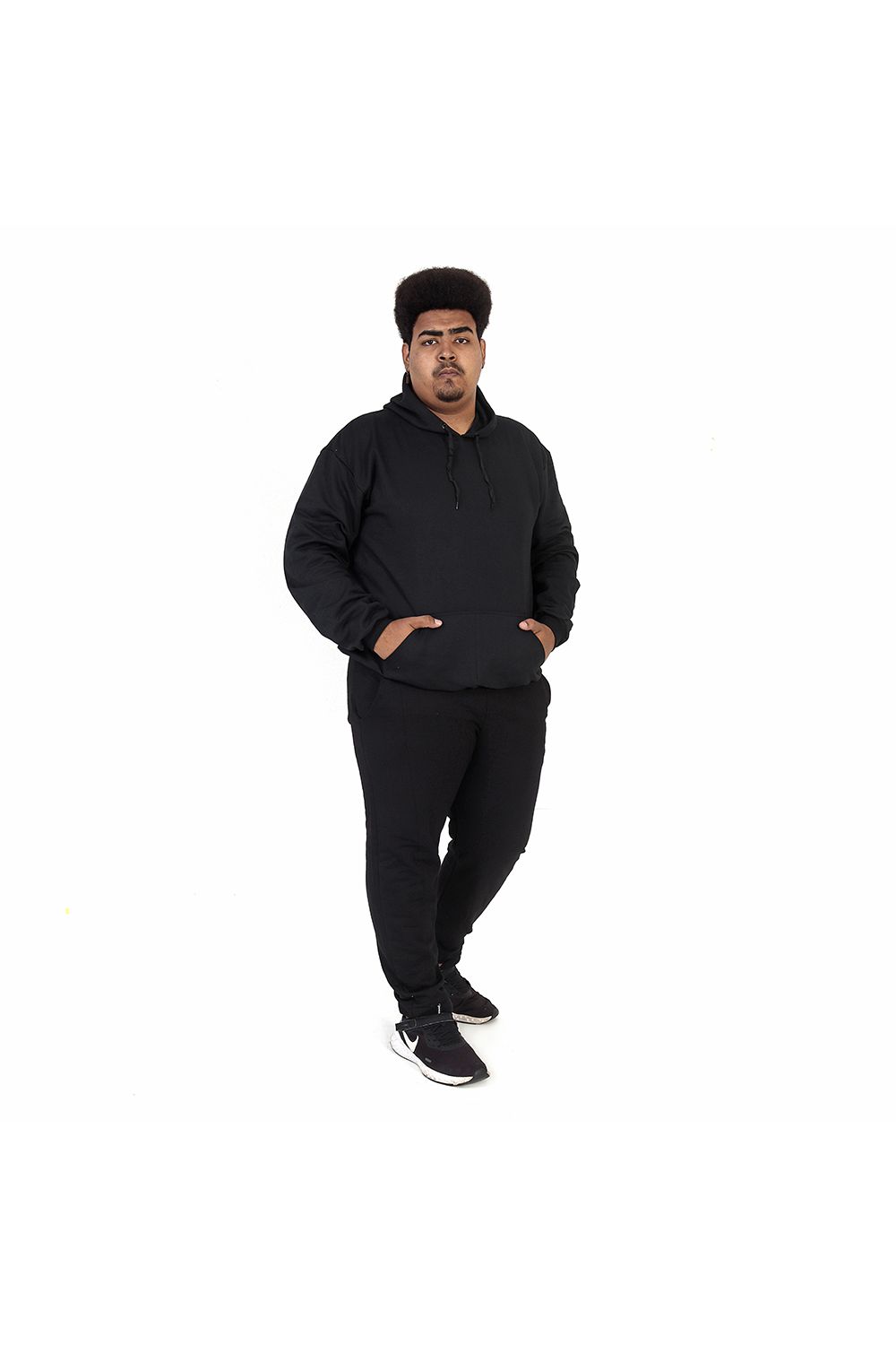 Conjunto Moletom Masculino Com Bolso e Capuz Blusa Com Calça Plus Size