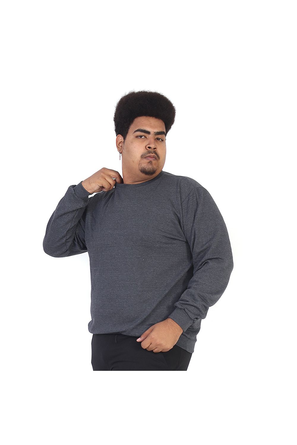 Blusa De Moletom Masculino Plus Size Cinza