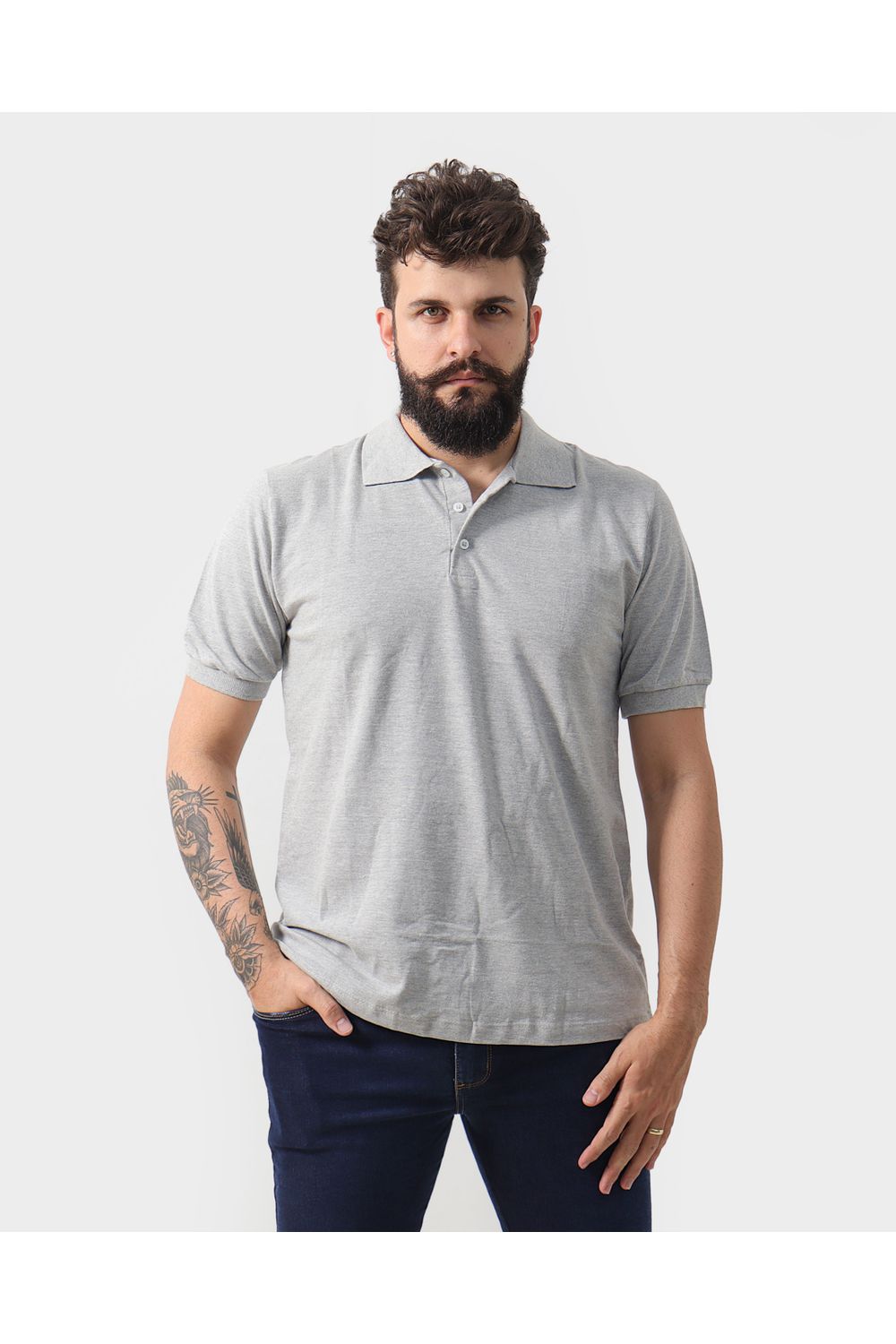 Camisa Polo Masculina Cinza