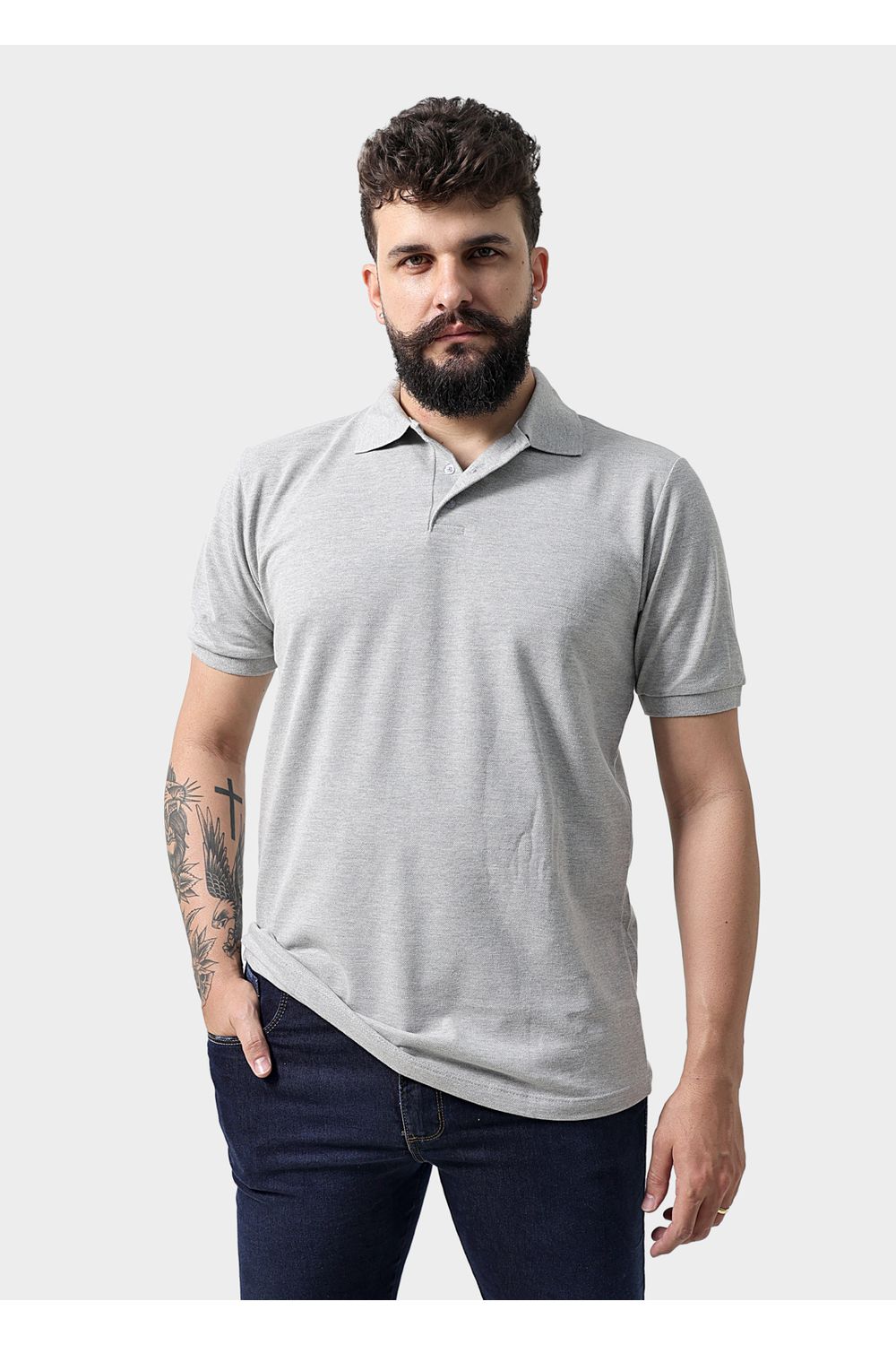Camisa Polo Masculina Cinza