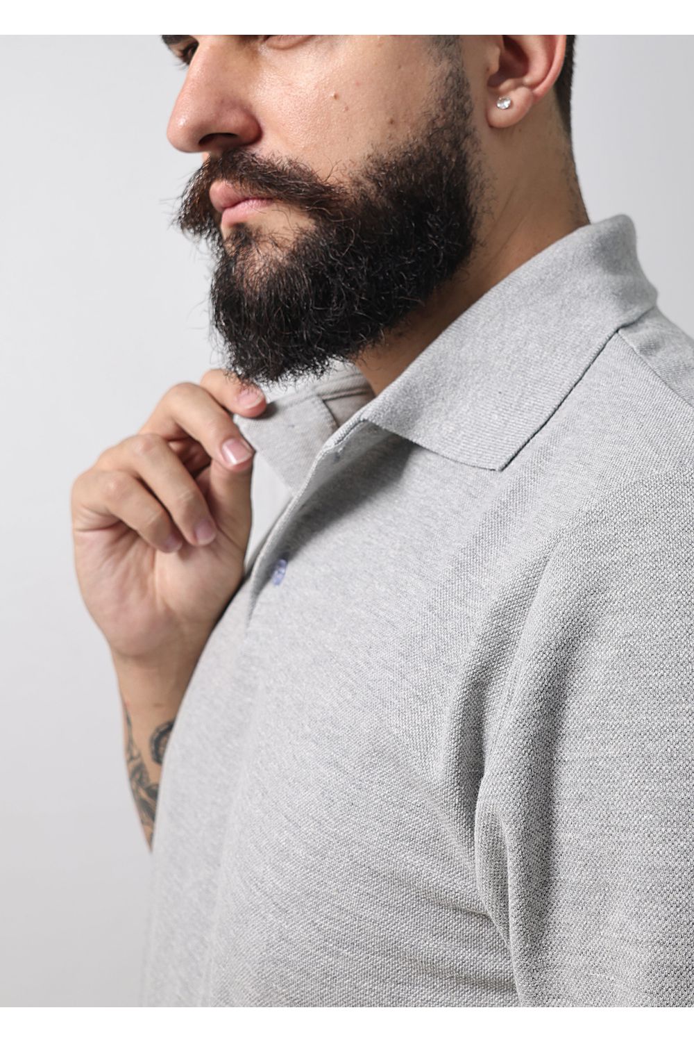 Camisa Polo Masculina Cinza
