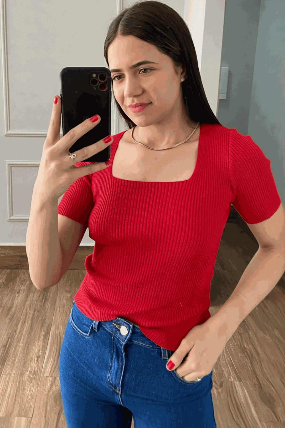 Blusa Decote - Vermelho