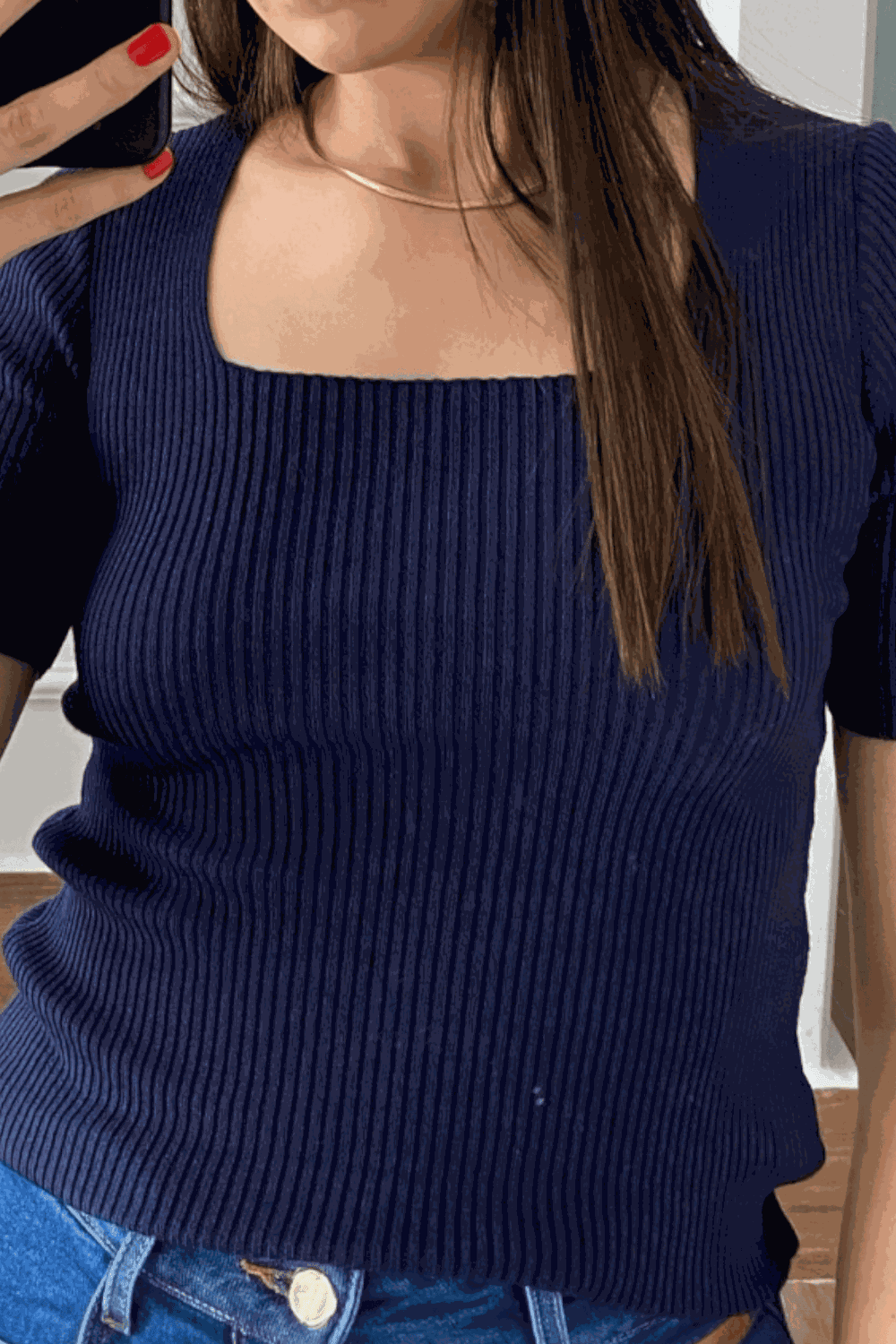 Blusa Decote - Marinho