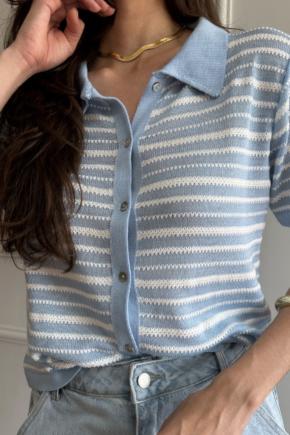 Blusa Polo Listras - Azul