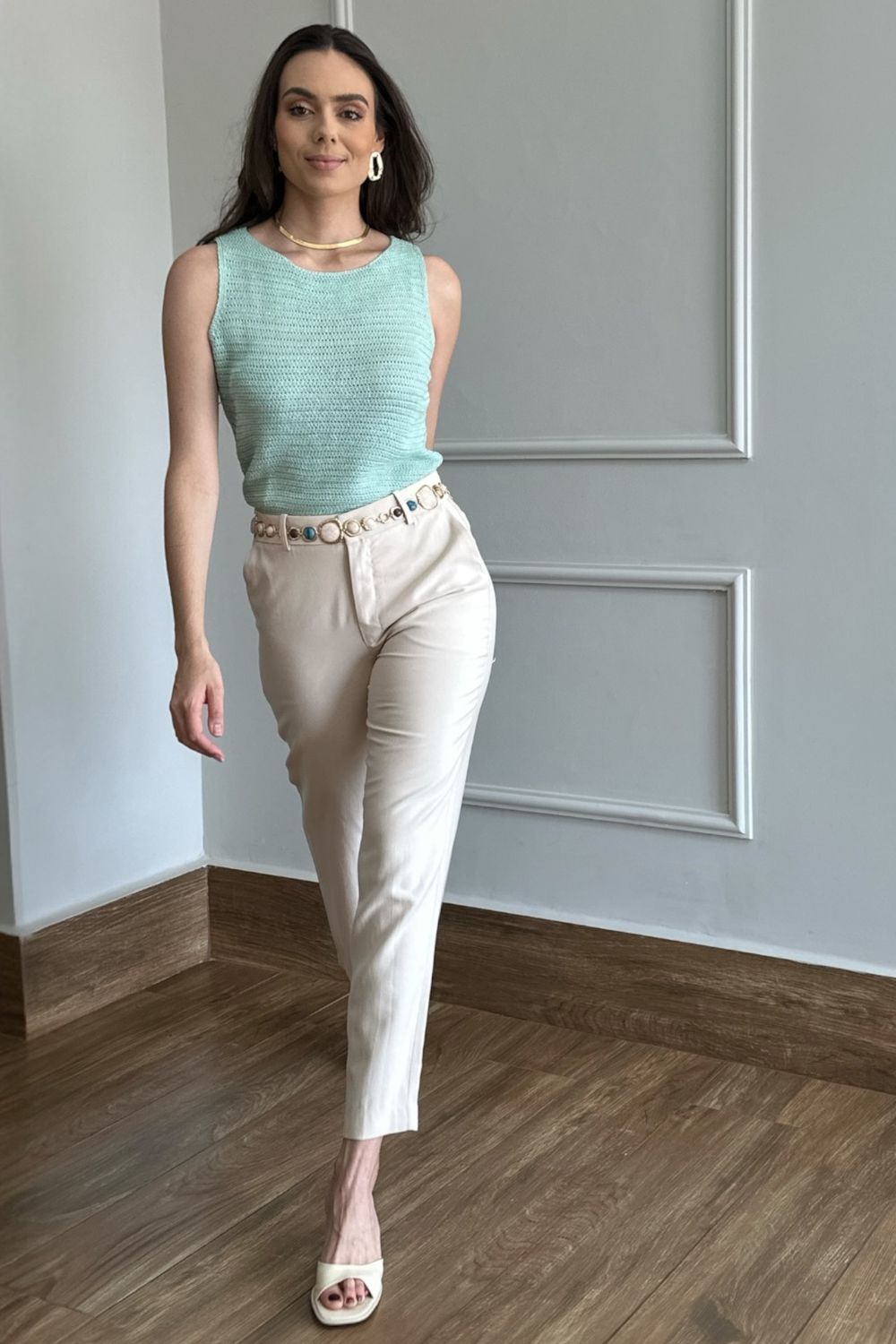 Regata Tricot Fios - Verde Água