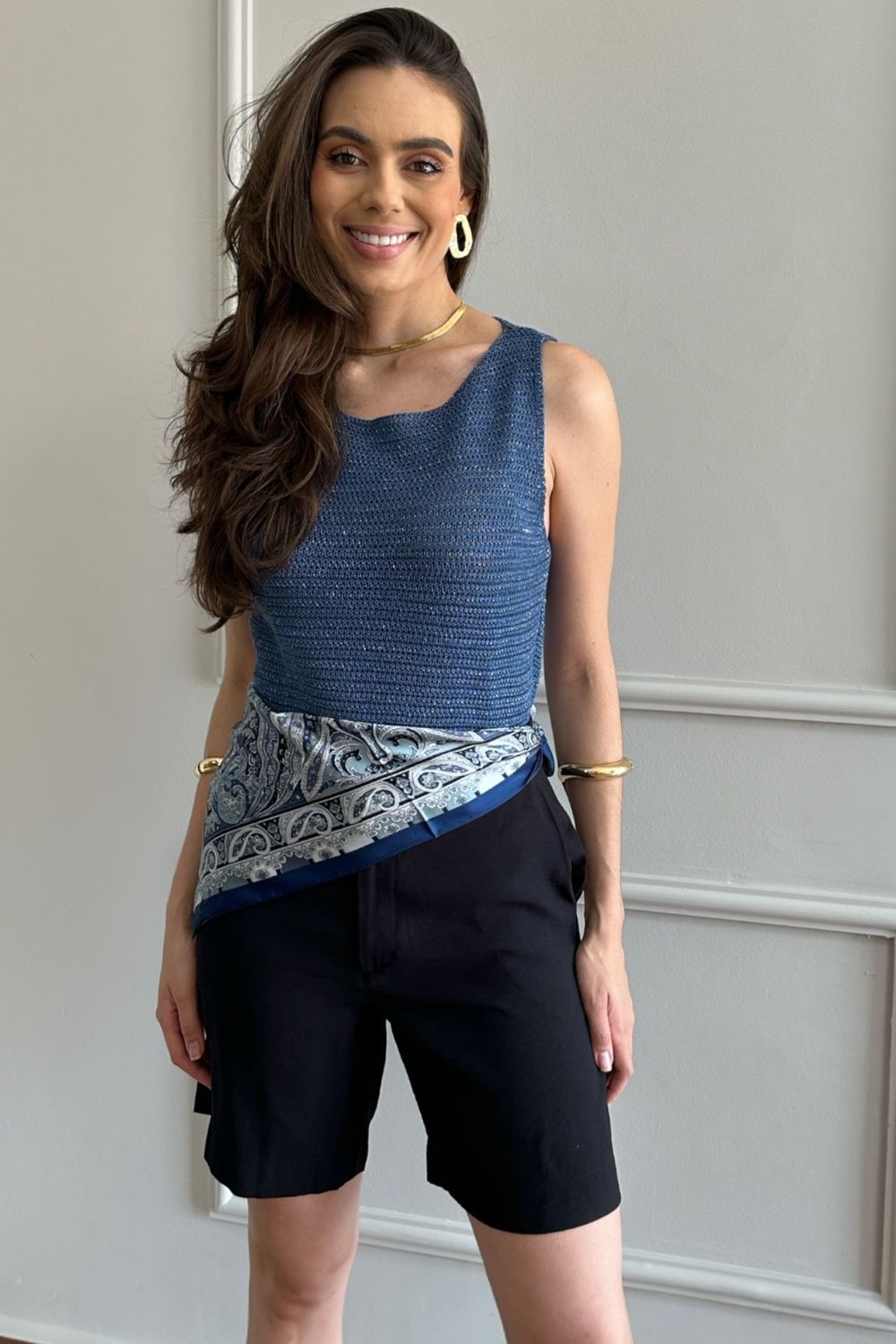 Regata Tricot Fio - Azul Petróleo
