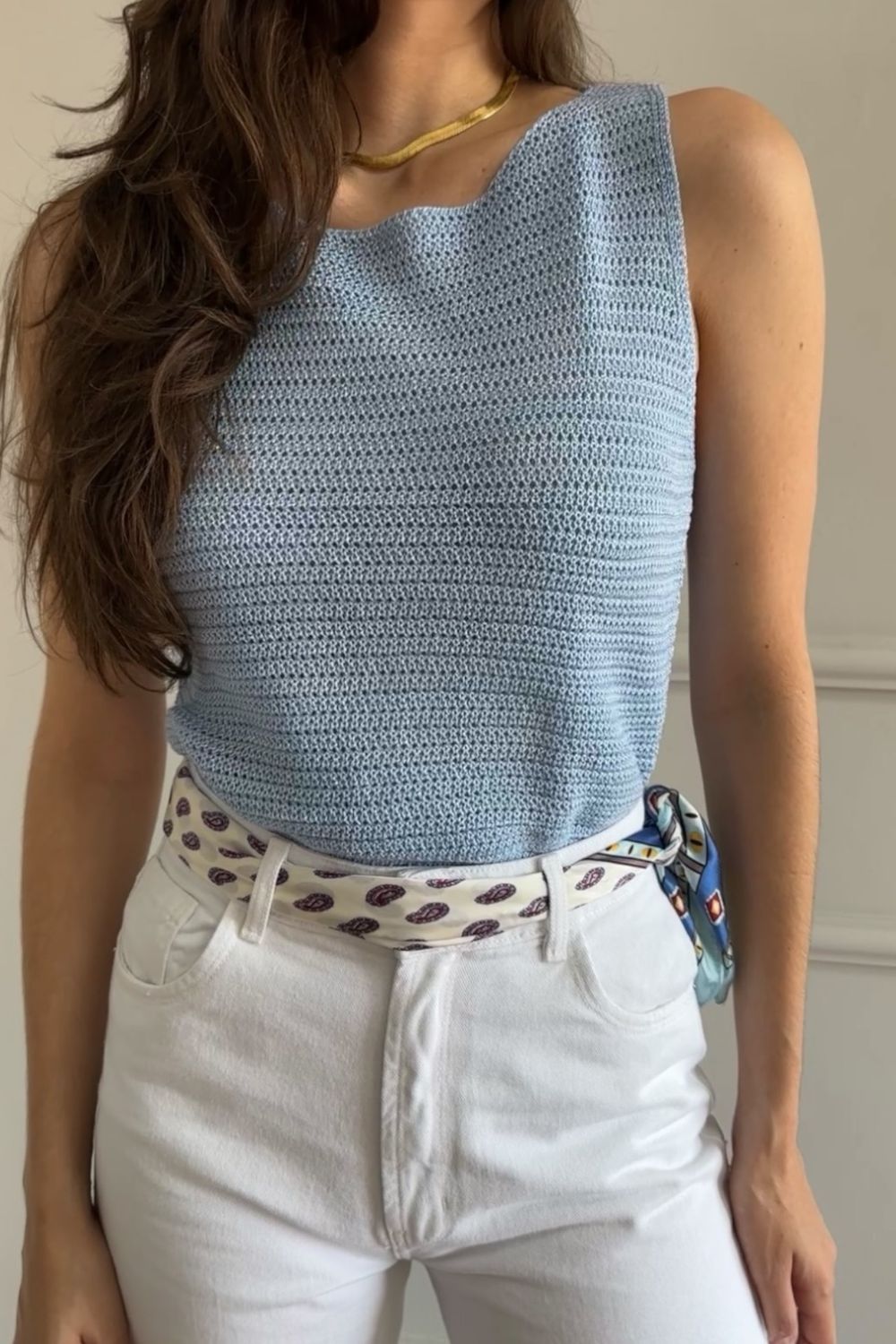 Regata Tricot Fios - Azul
