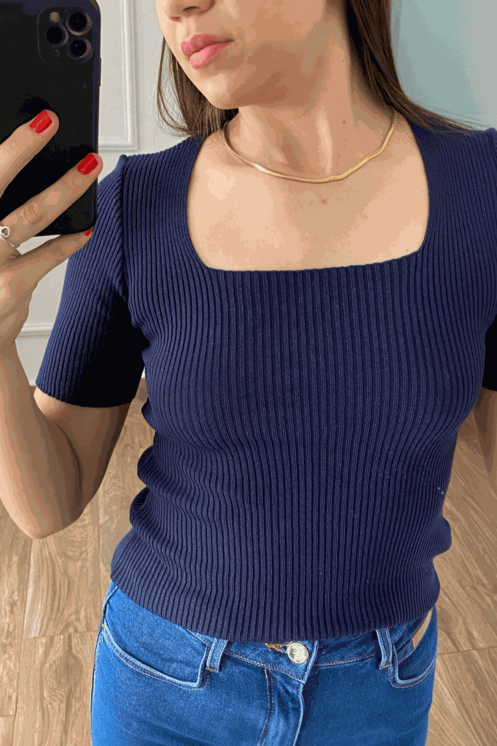 Blusa Decote - Marinho
