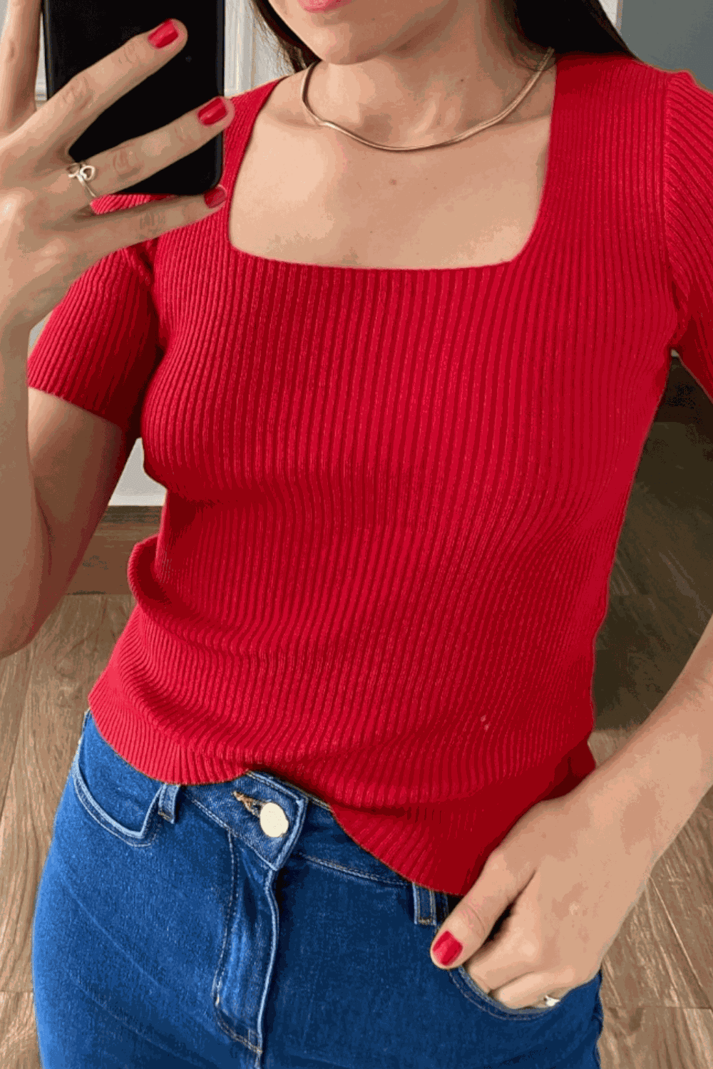 Blusa Decote - Vermelho