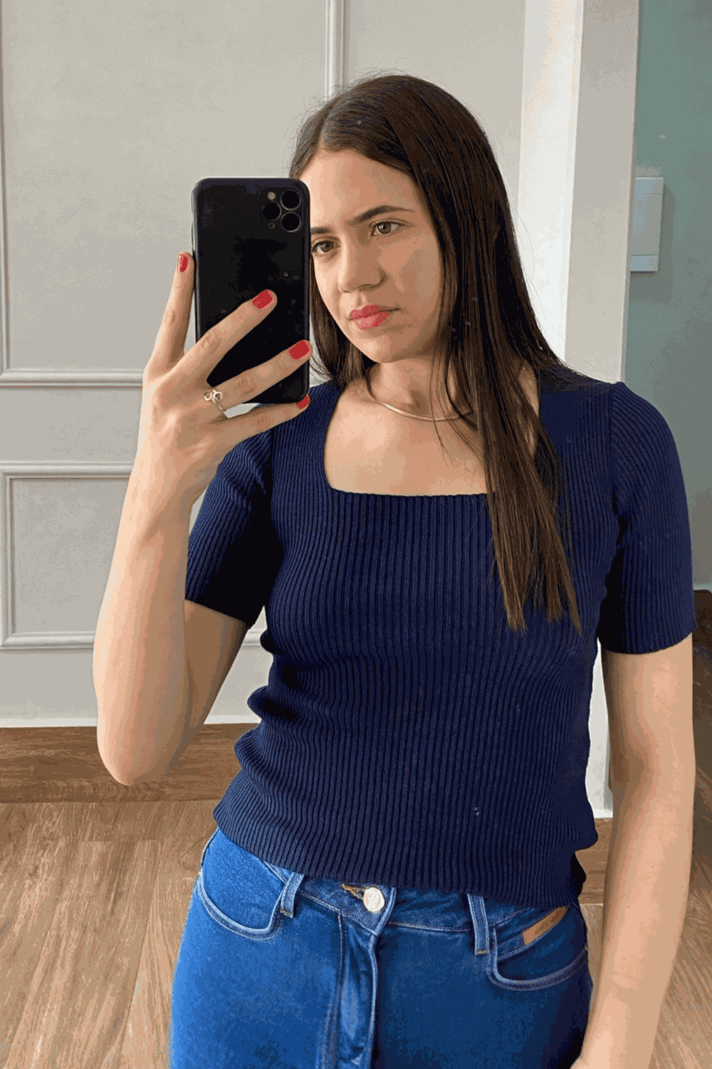 Blusa Decote - Marinho