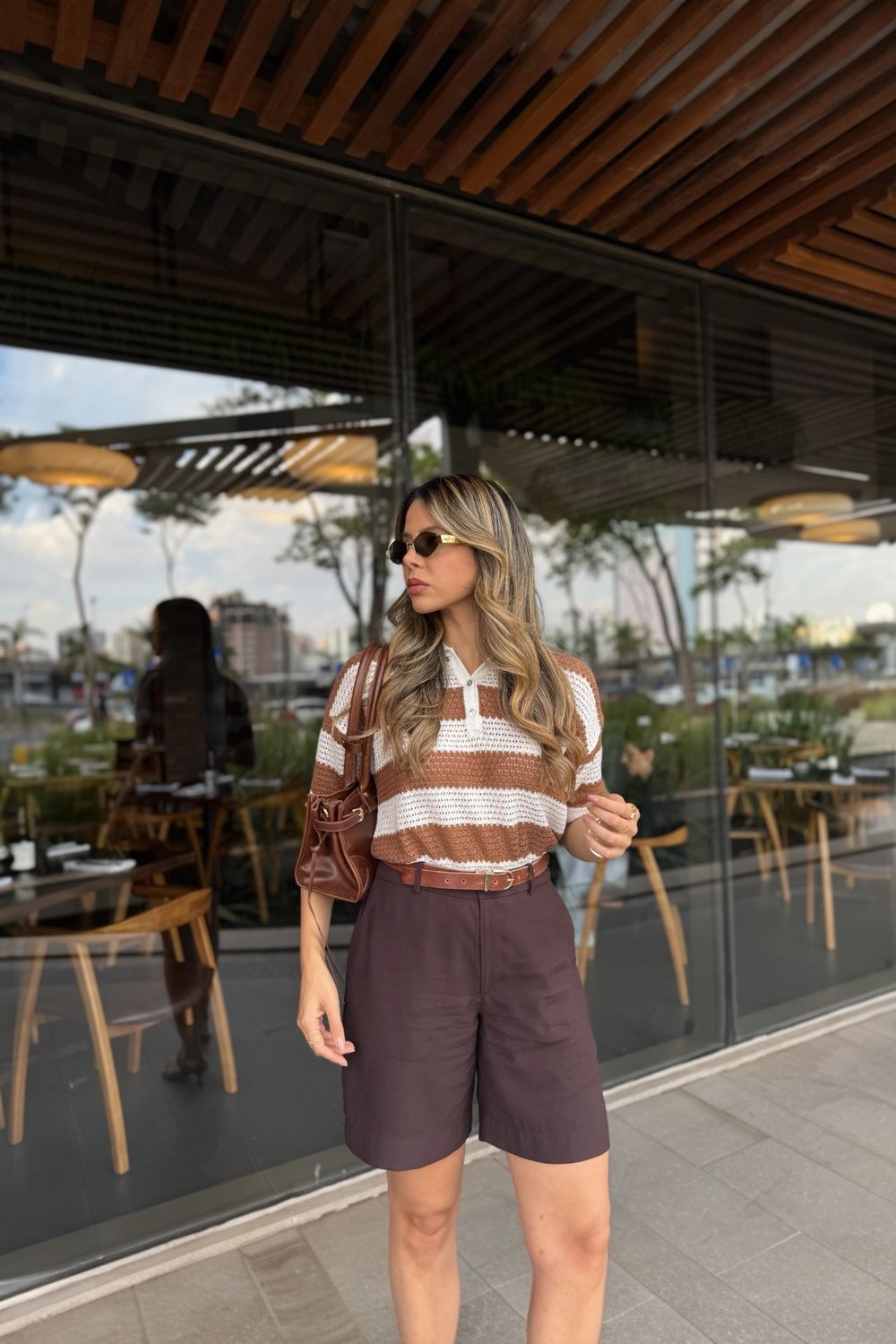 Blusa Tricot Listras - Caramelo