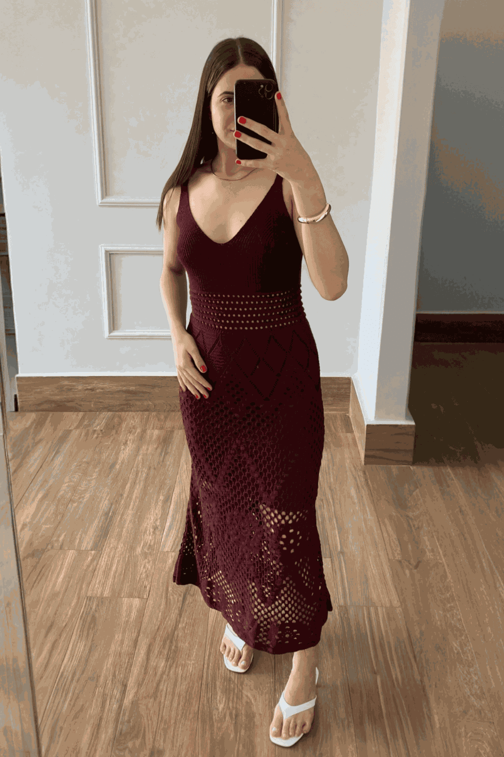 Vestido Tricot Ponto - Marsala