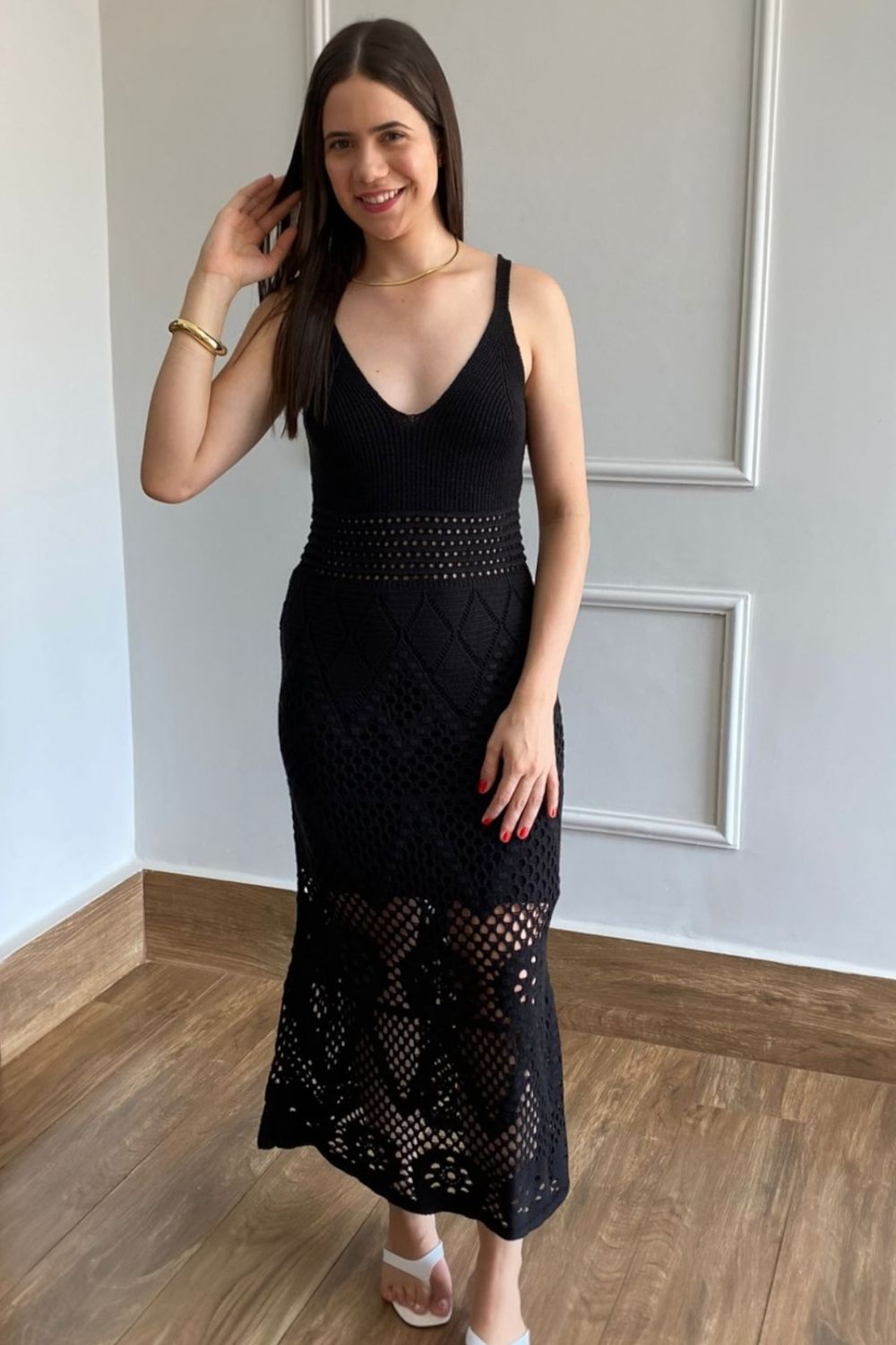 Vestido Tricot Ponto - Preto