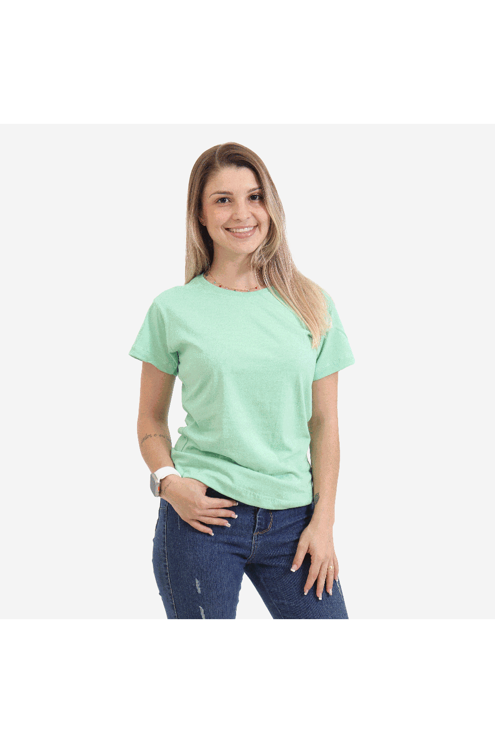 Camiseta Baby Look Feminina Verde Água