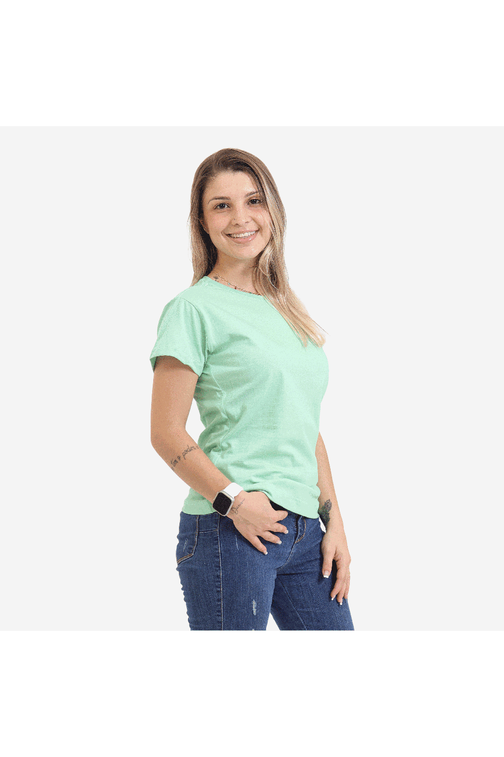 Camiseta Baby Look Feminina Verde Água