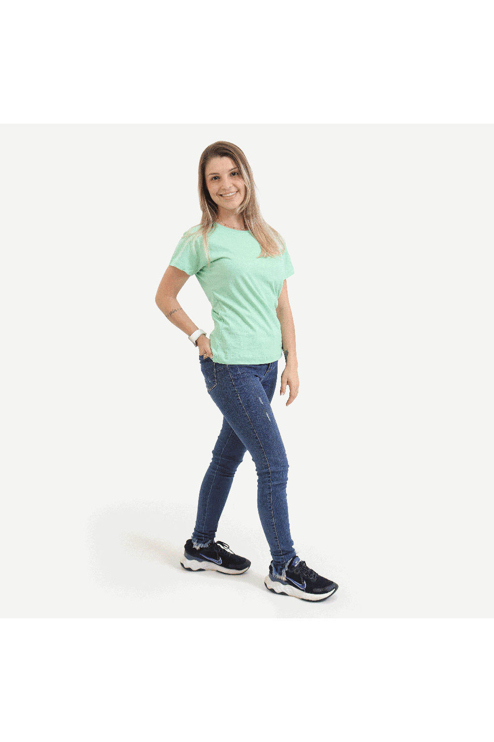 Camiseta Baby Look Feminina Verde Água