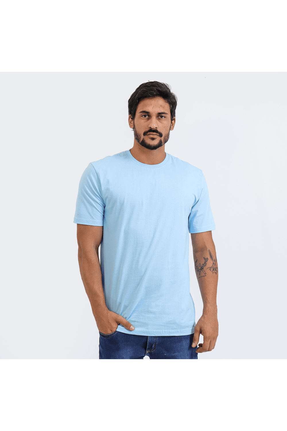 Camiseta Masculina Básica Lisa Azul Bebê
