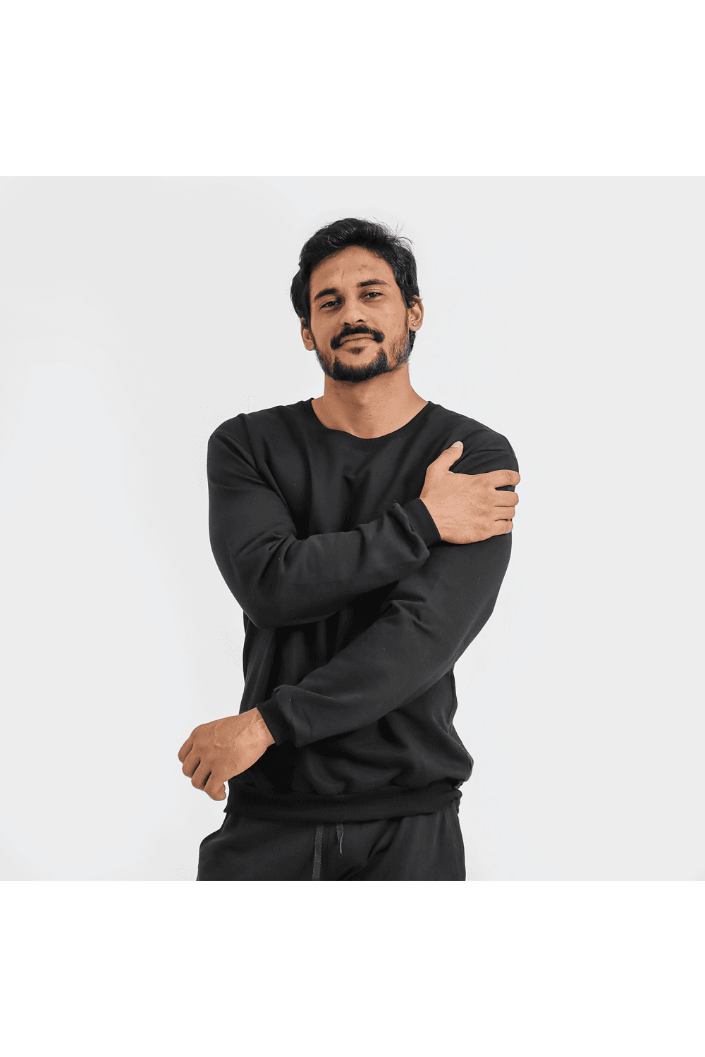 Conjunto Moletom Masculino Gola Careca Com Blusa Com Calça Preto