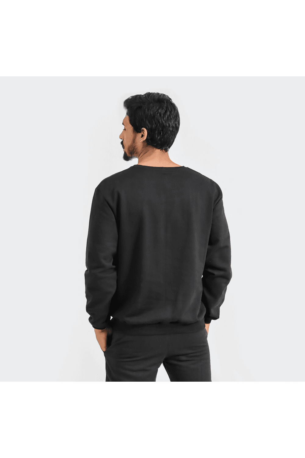 Conjunto Moletom Masculino Gola Careca Com Blusa Com Calça Preto