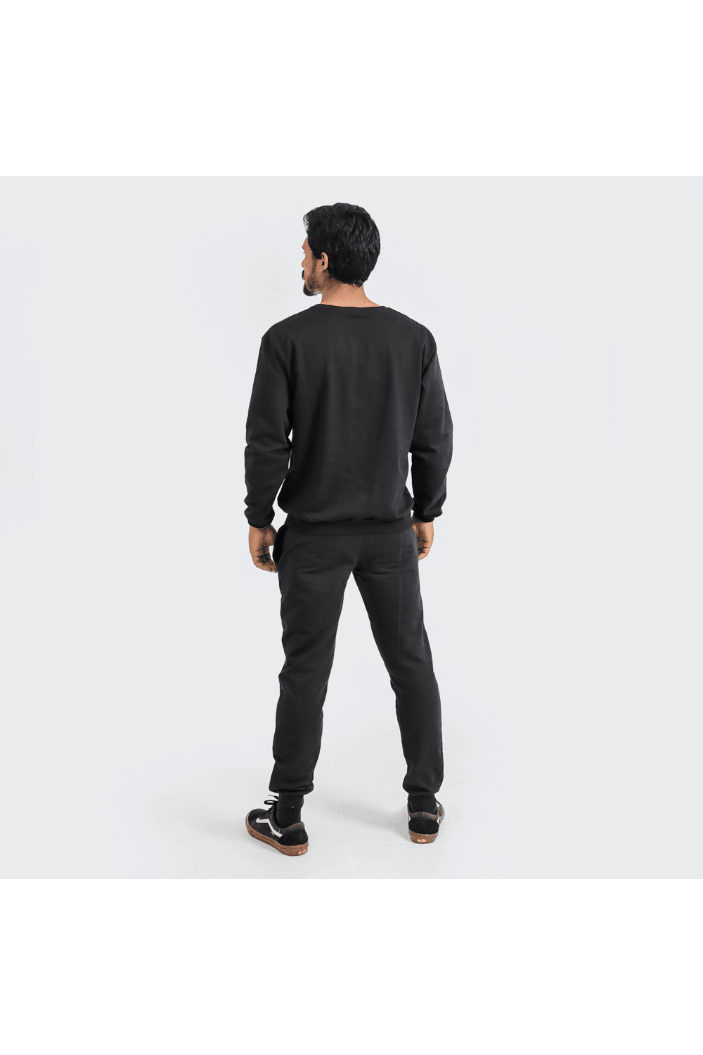 Conjunto Moletom Masculino Gola Careca Com Blusa Com Calça Preto