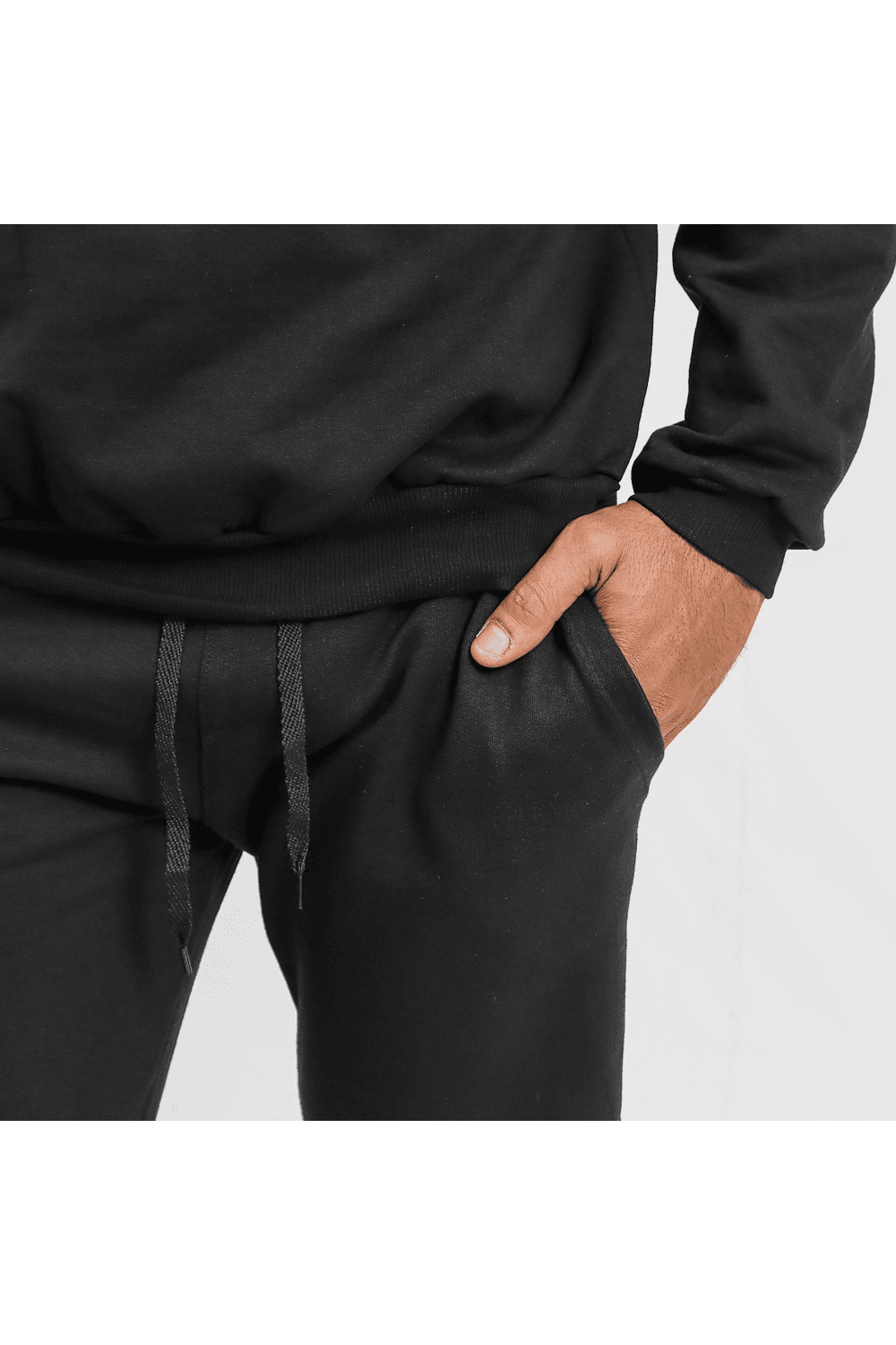 Conjunto Moletom Masculino Gola Careca Com Blusa Com Calça Preto