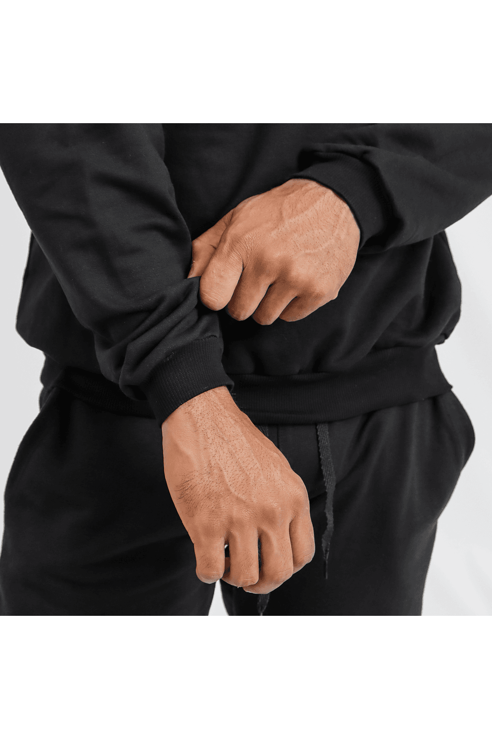 Conjunto Moletom Masculino Gola Careca Com Blusa Com Calça Preto