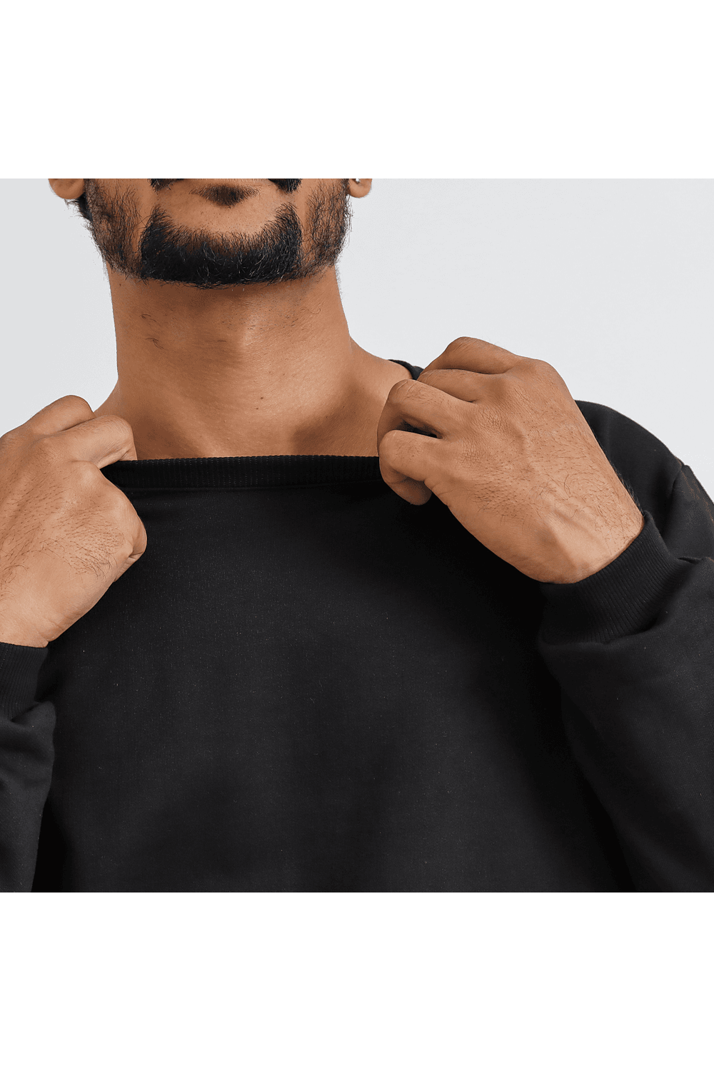 Conjunto Moletom Masculino Gola Careca Com Blusa Com Calça Preto