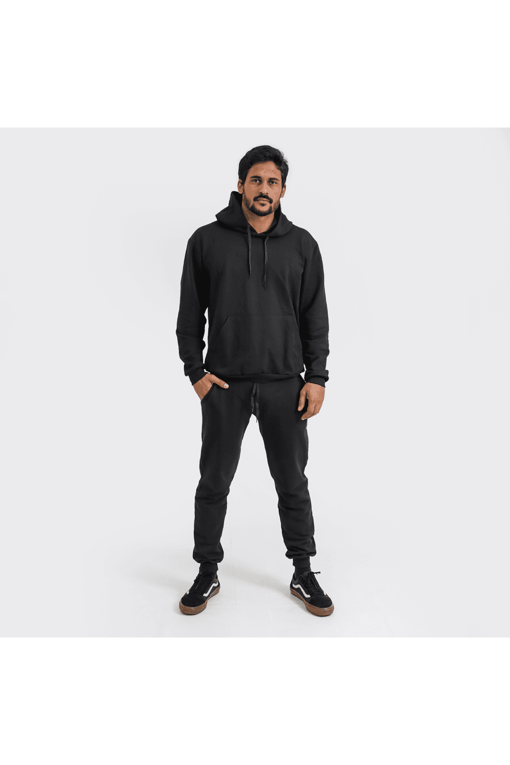 Conjunto Moletom Masculino Canguru Blusa e Calça Preto