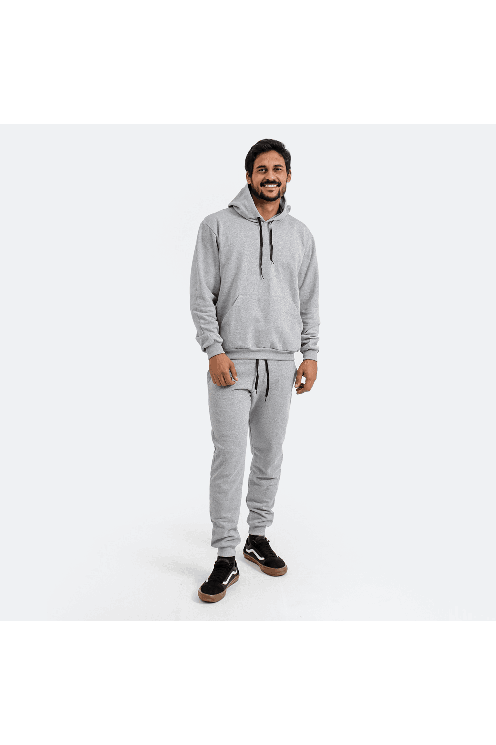 Conjunto Moletom Masculino Canguru Blusa e Calça Cinza