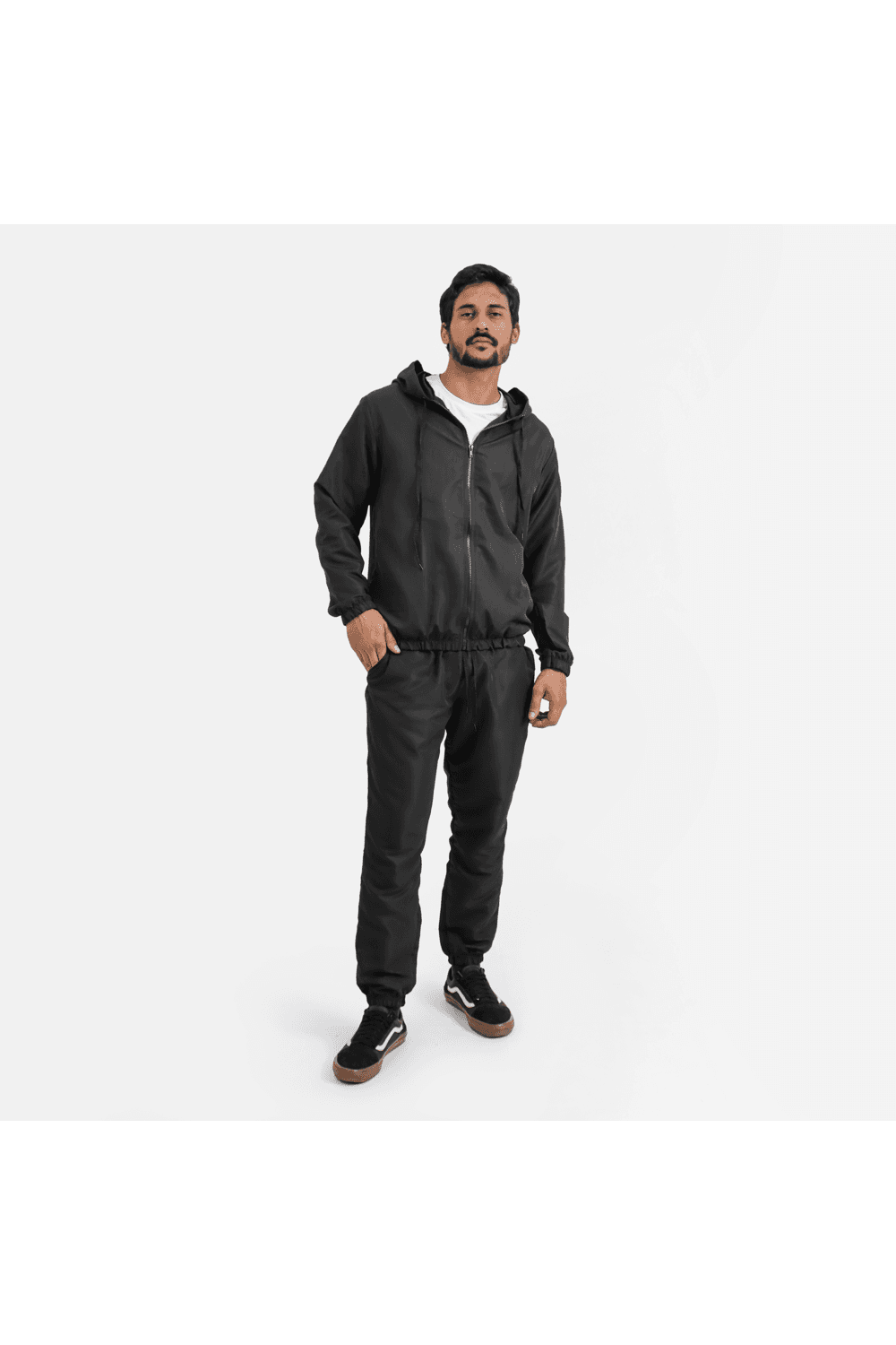 Corta Vento Masculino Conjunto Blusa Com Calça Preto