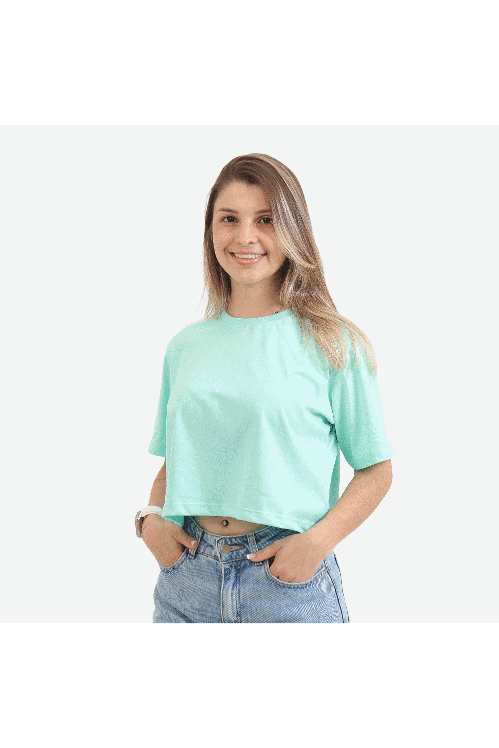 Cropped Feminino Verde Água