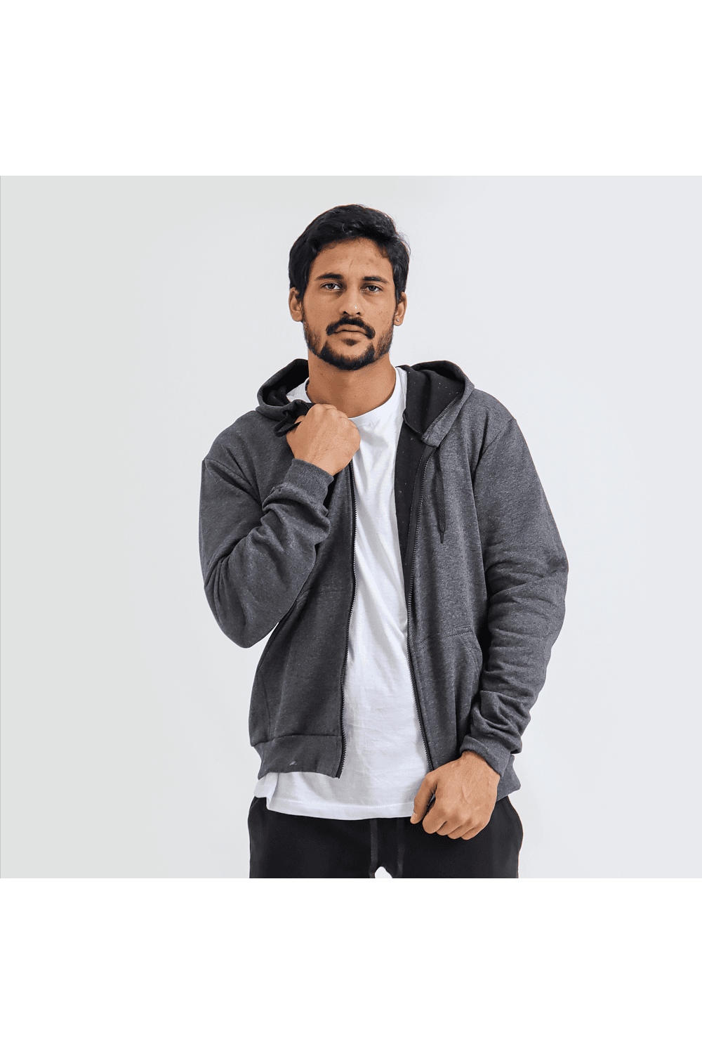 Blusa De Moletinho Masculino Com Zíper - Grafite