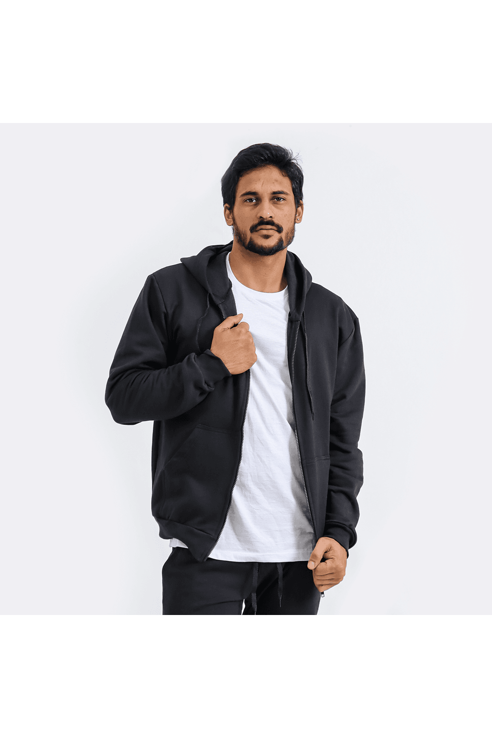 Blusa De Moletinho Masculino Com Zíper Preto